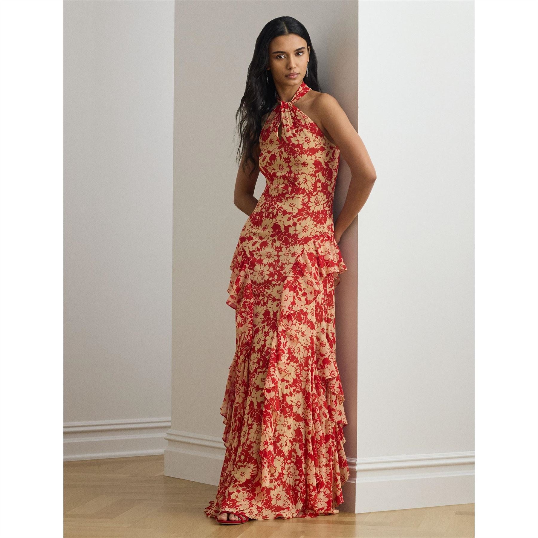 Lauren by Ralph Lauren Georgette Halter Gown