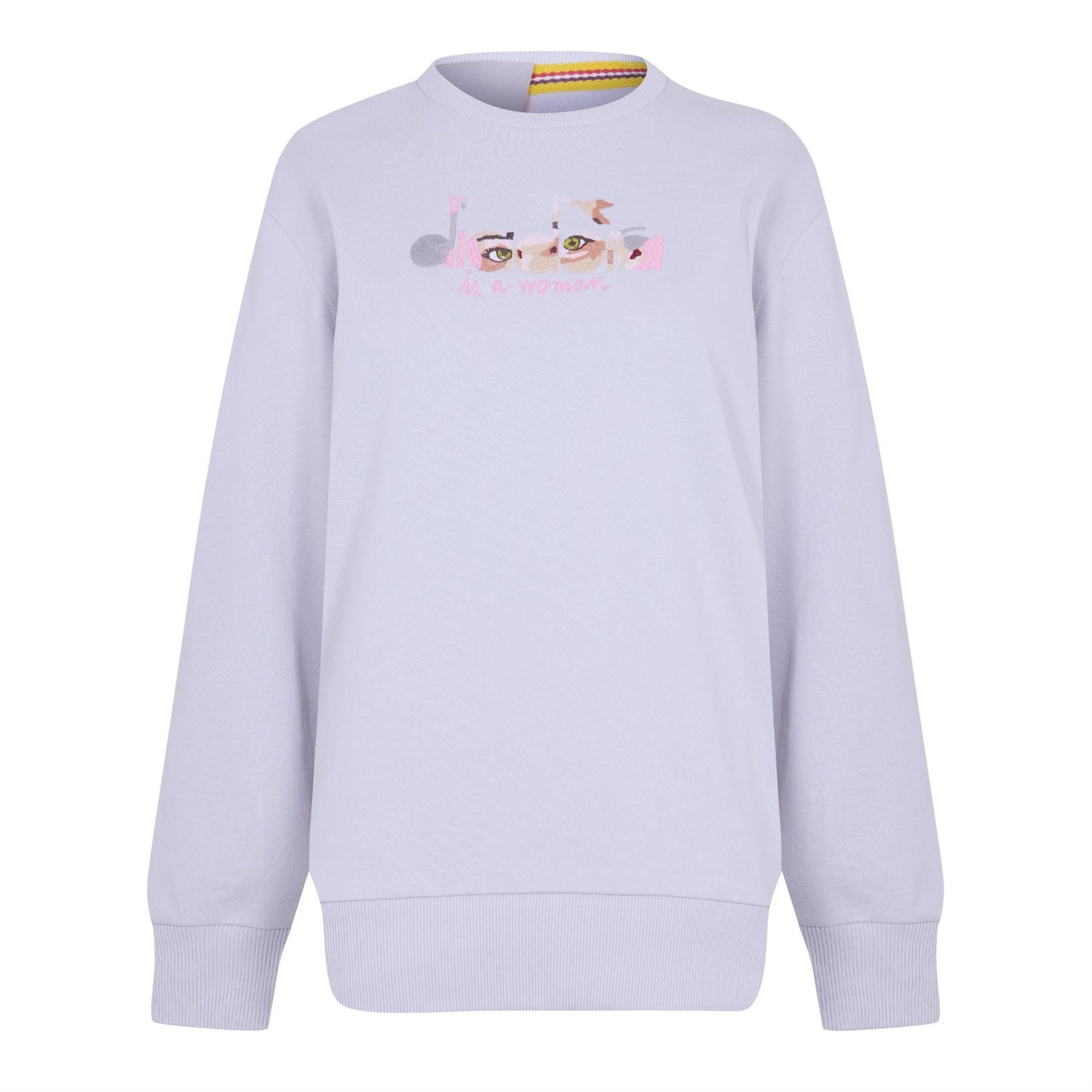 Diadora Embroidered Crew Neck Ribbed Collar Long Sleeve Sweater