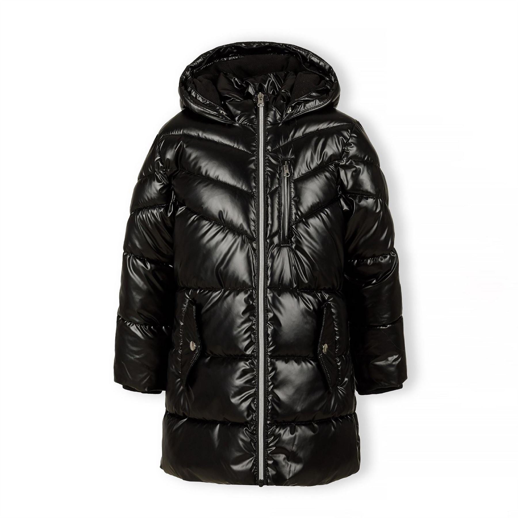 Minoti Girls Winter Coat With Detachable Faux Fur Black