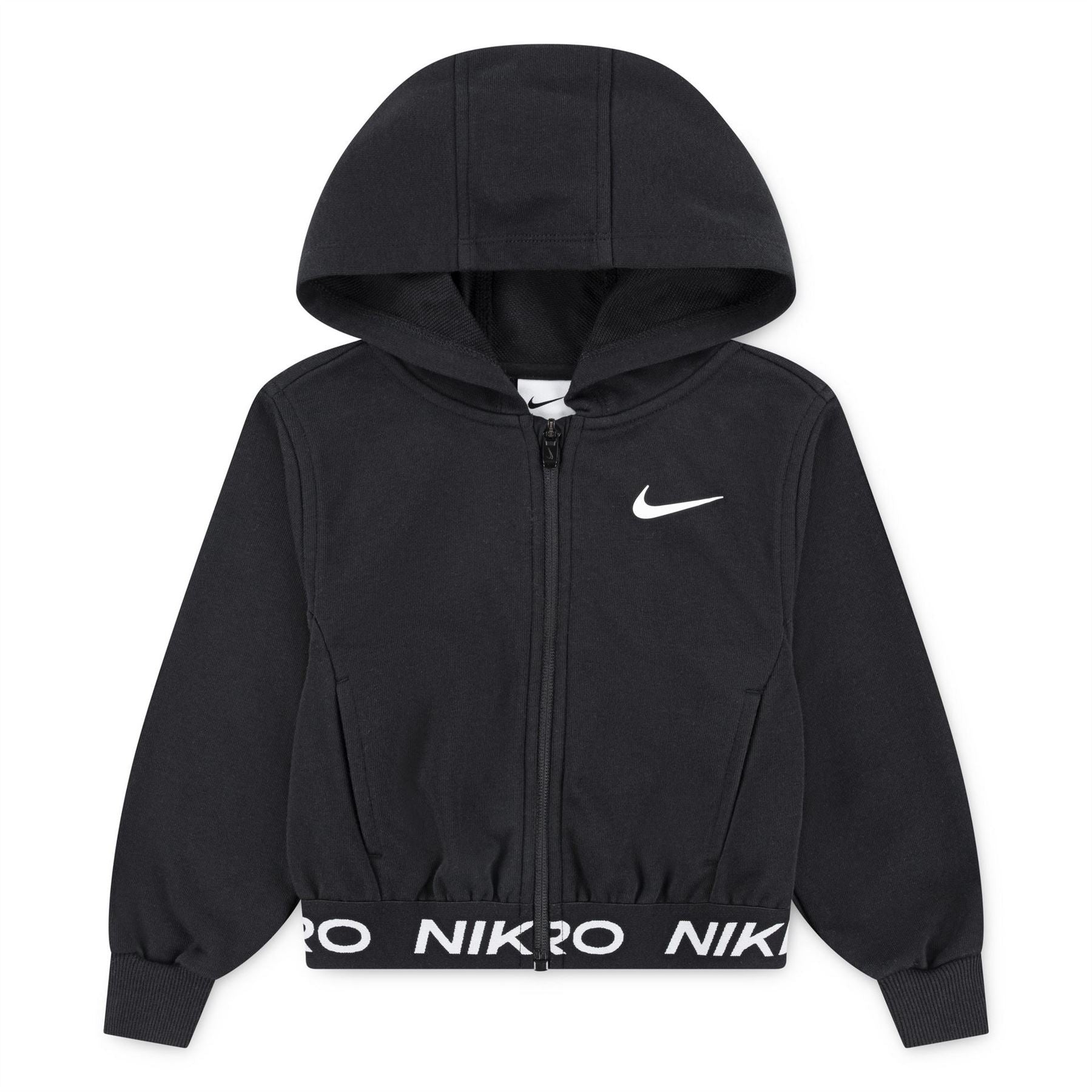 Nike Solid Patterned Hooded Ribbed Cuff Lettered Sweat Jacket