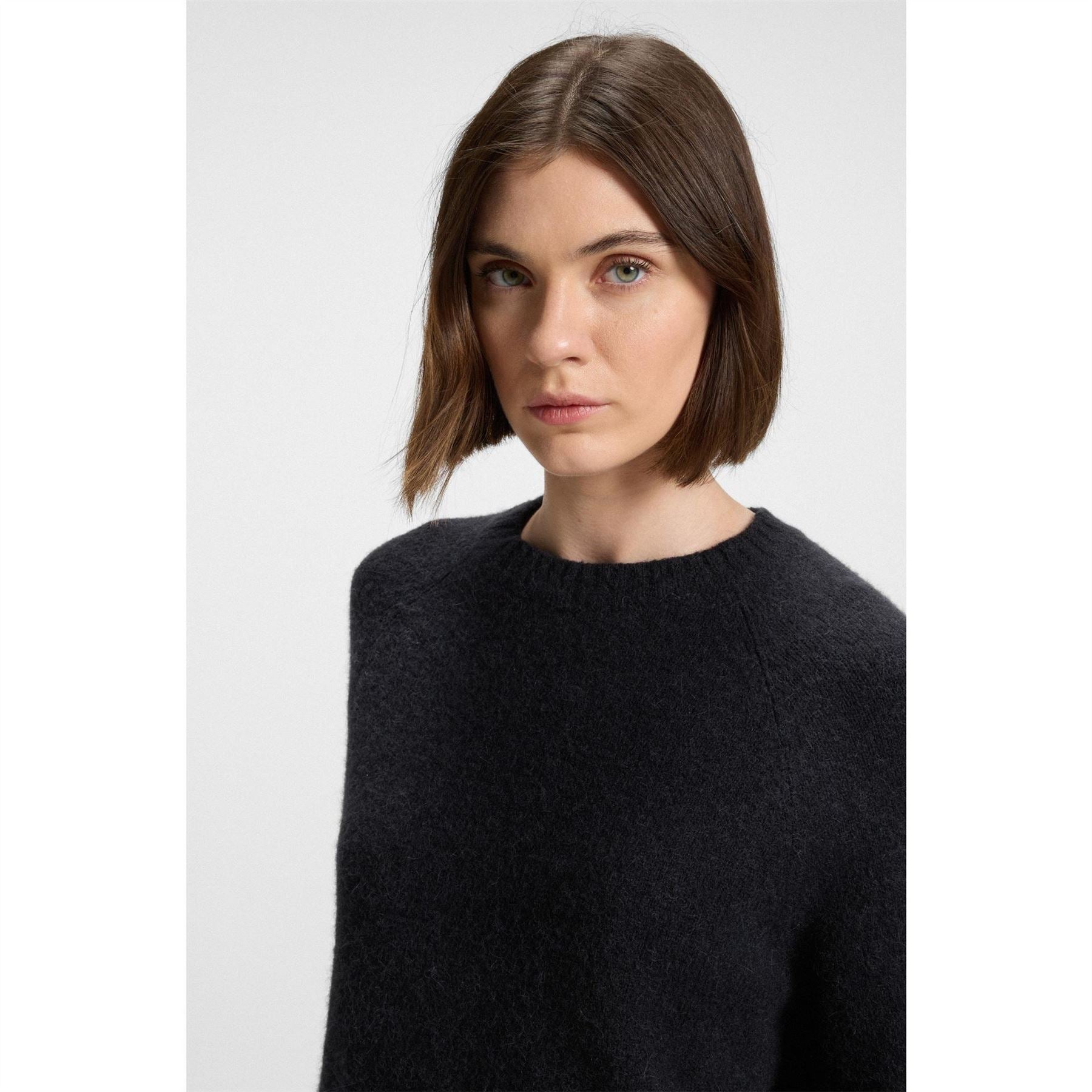 Boss Crew Neck Ribbed Collar Long Sleeve Sweater