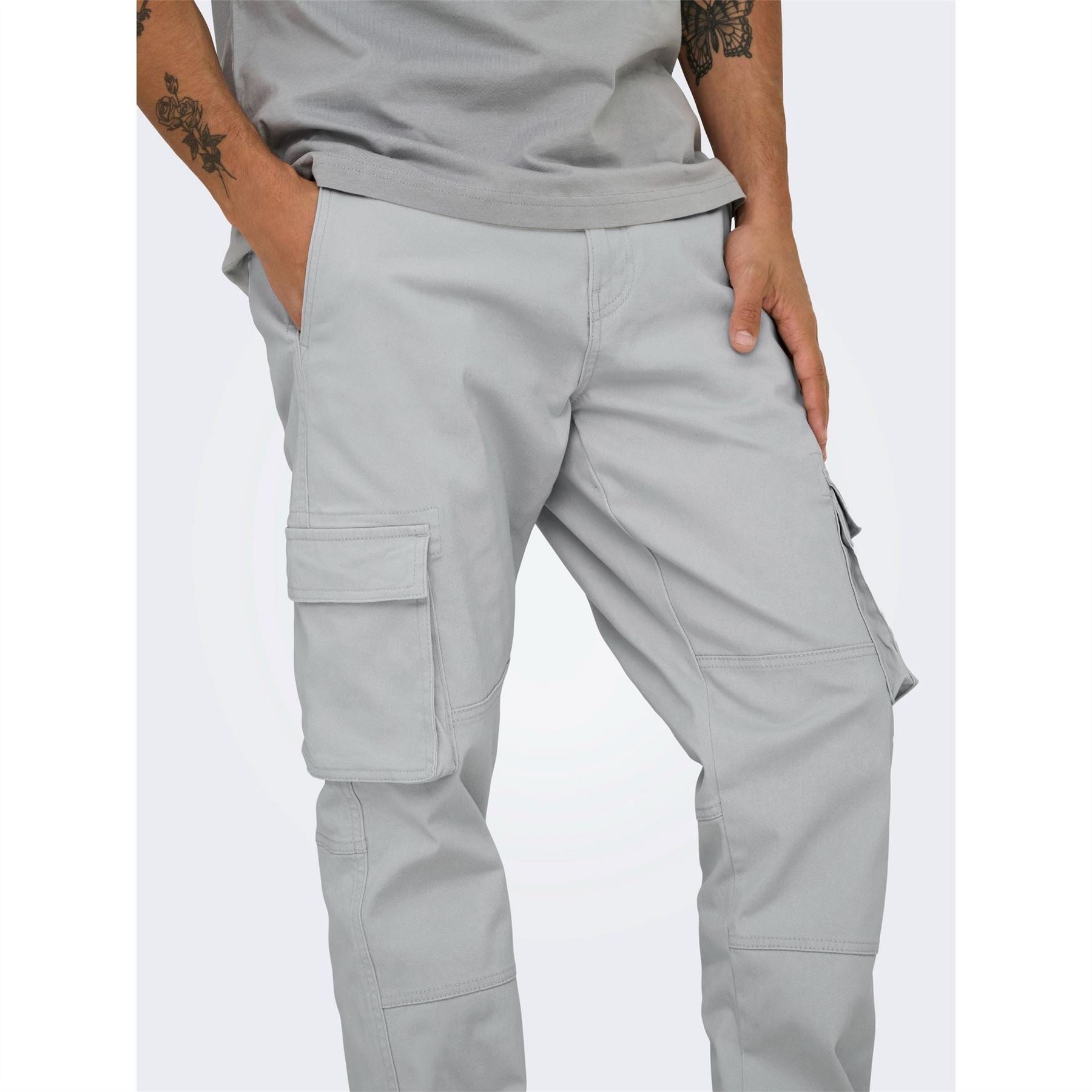 Only Solid Patterned Straight Cargo Pants