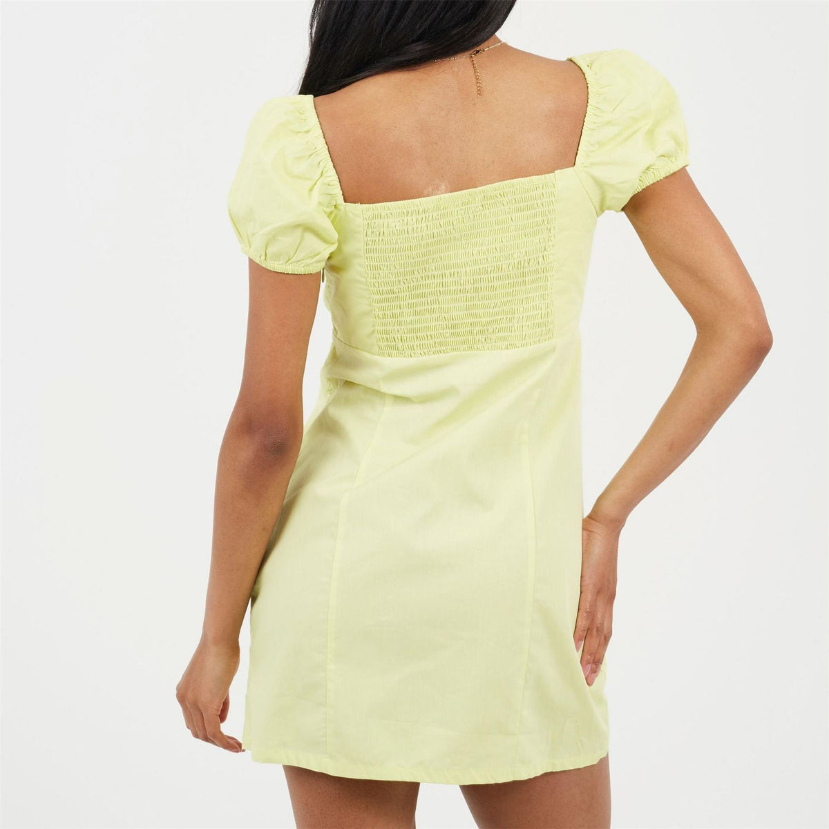 Brave Soul Puff Sleeve Mini Dress with Sweetheart Neckline