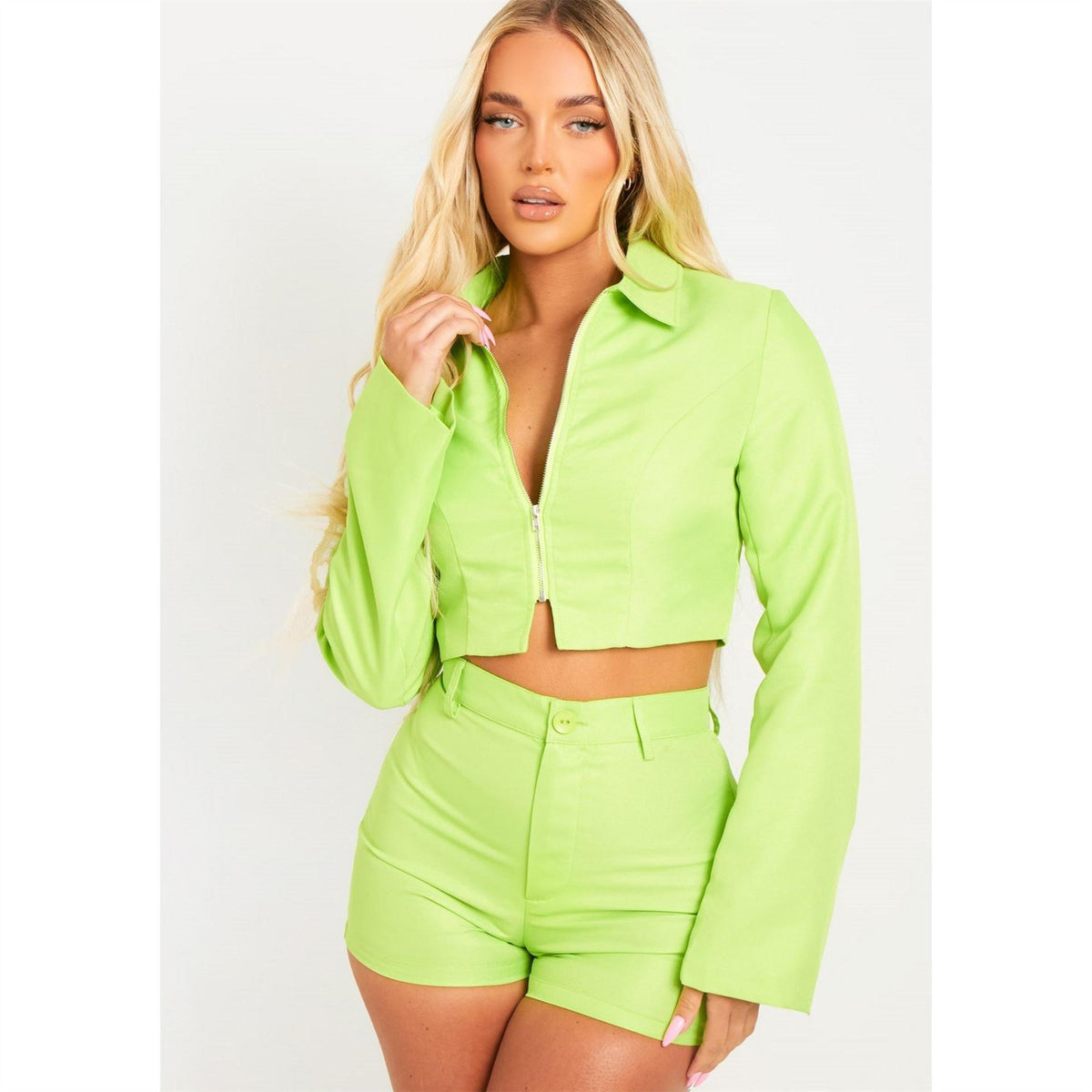Missy Empire Zip Through Tailored Cropped Long Sleeve Softshell Jacket