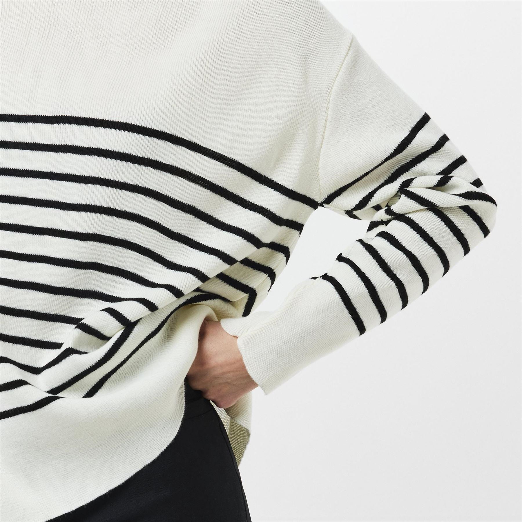 Missy Empire Black  And  White High Neck Oversized Long Sleeve Jumper
