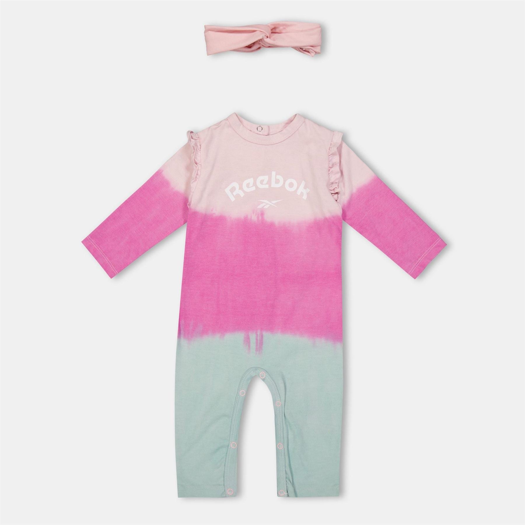 Reebok Crew Neck Tie Dye Long Sleeve Romper with Headband