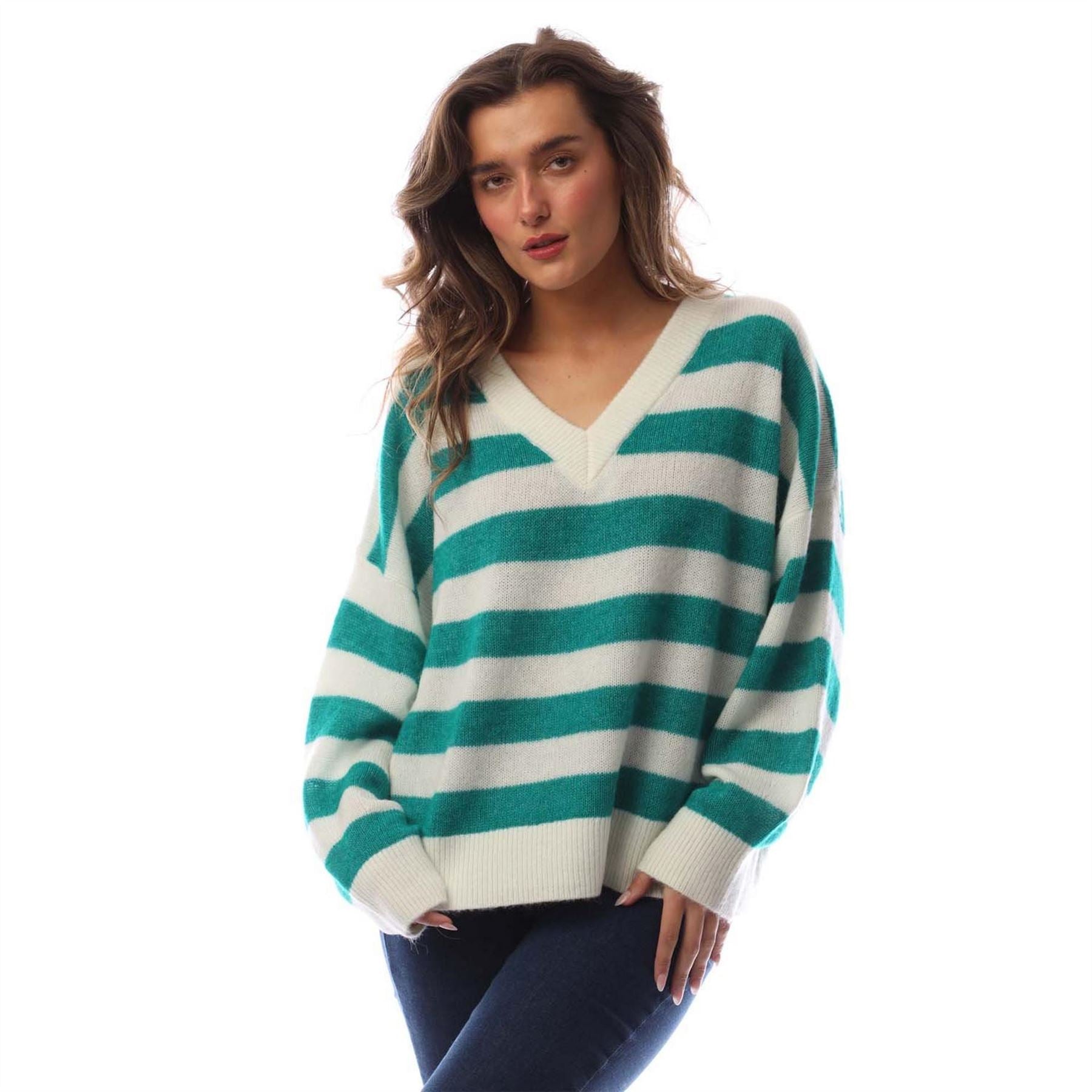 Boss V-Neck Drop Shoulder Long Sleeve Relaxed Fit Sweater