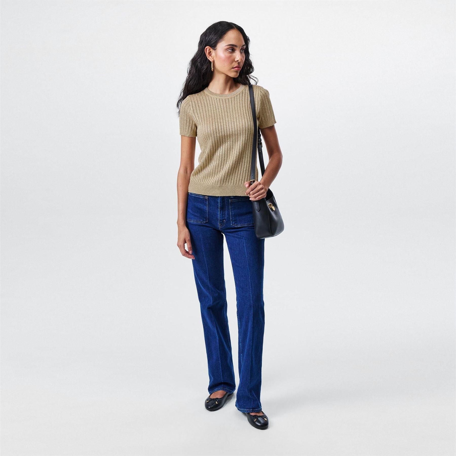 Lauren by Ralph Lauren Rib Knit Short Sleeve Jumper
