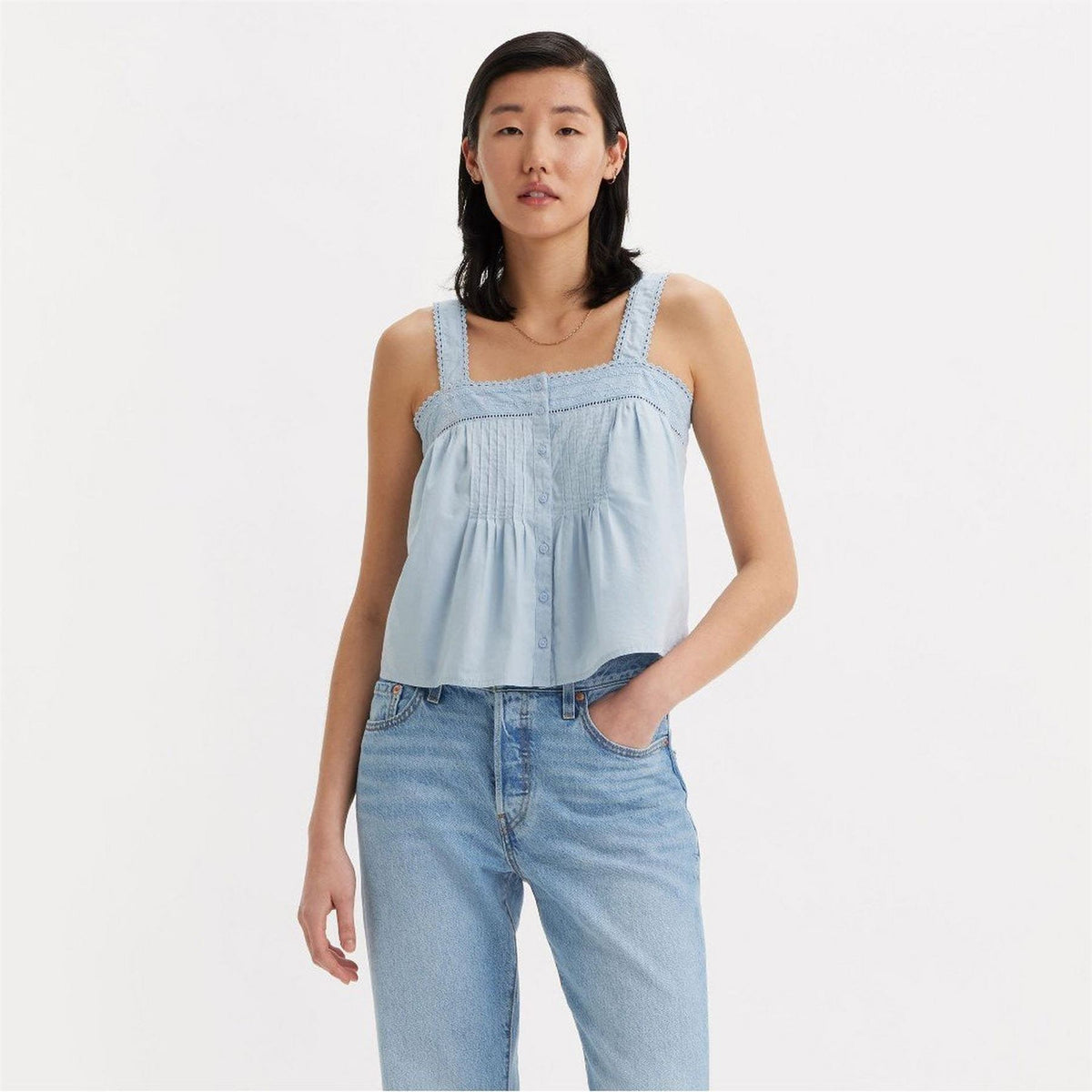 Levis Cici Lace Detail Square Neck Camisole Tank