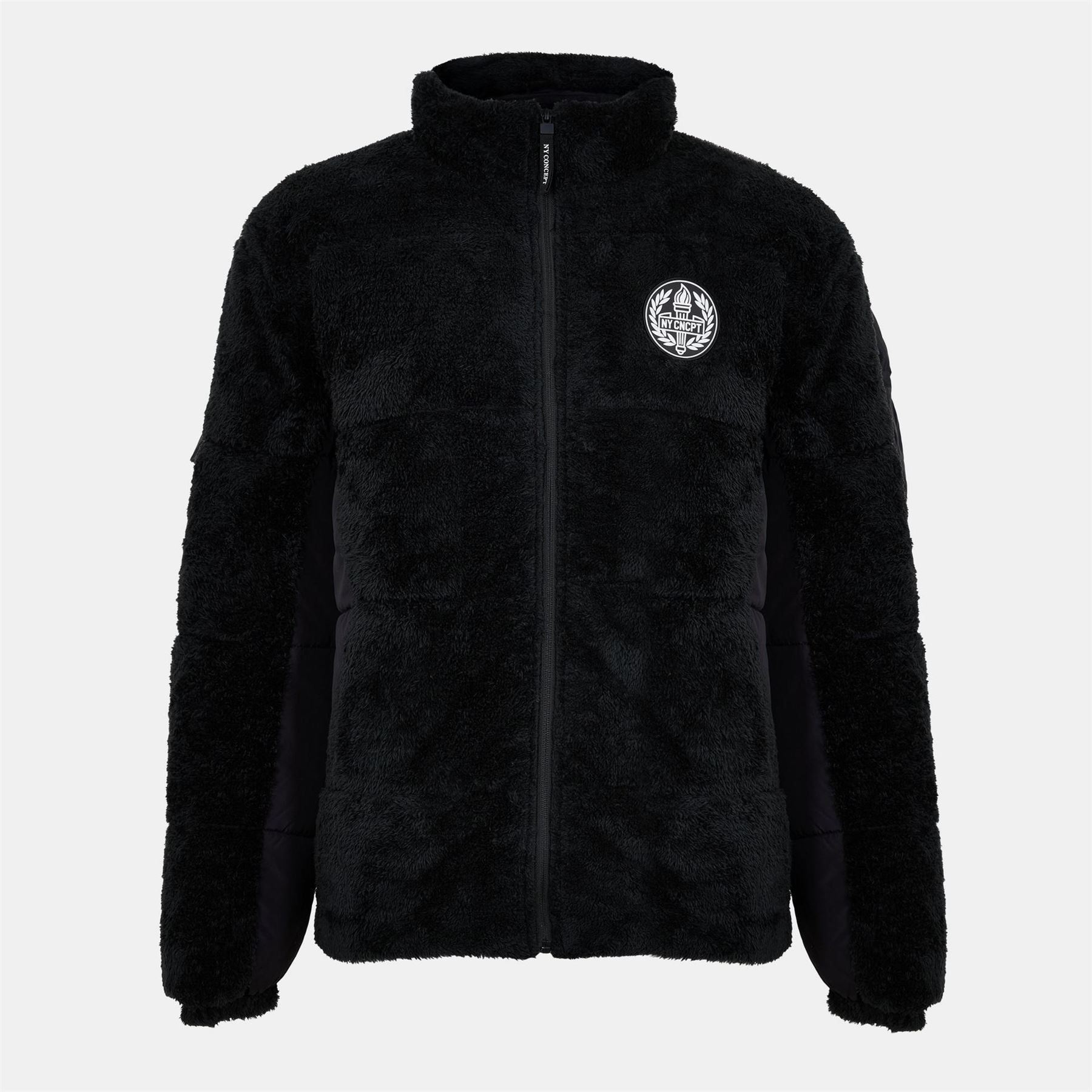 NY Concept Concept Trent Solid Patterned Zipped Pocket Teddy Jacket