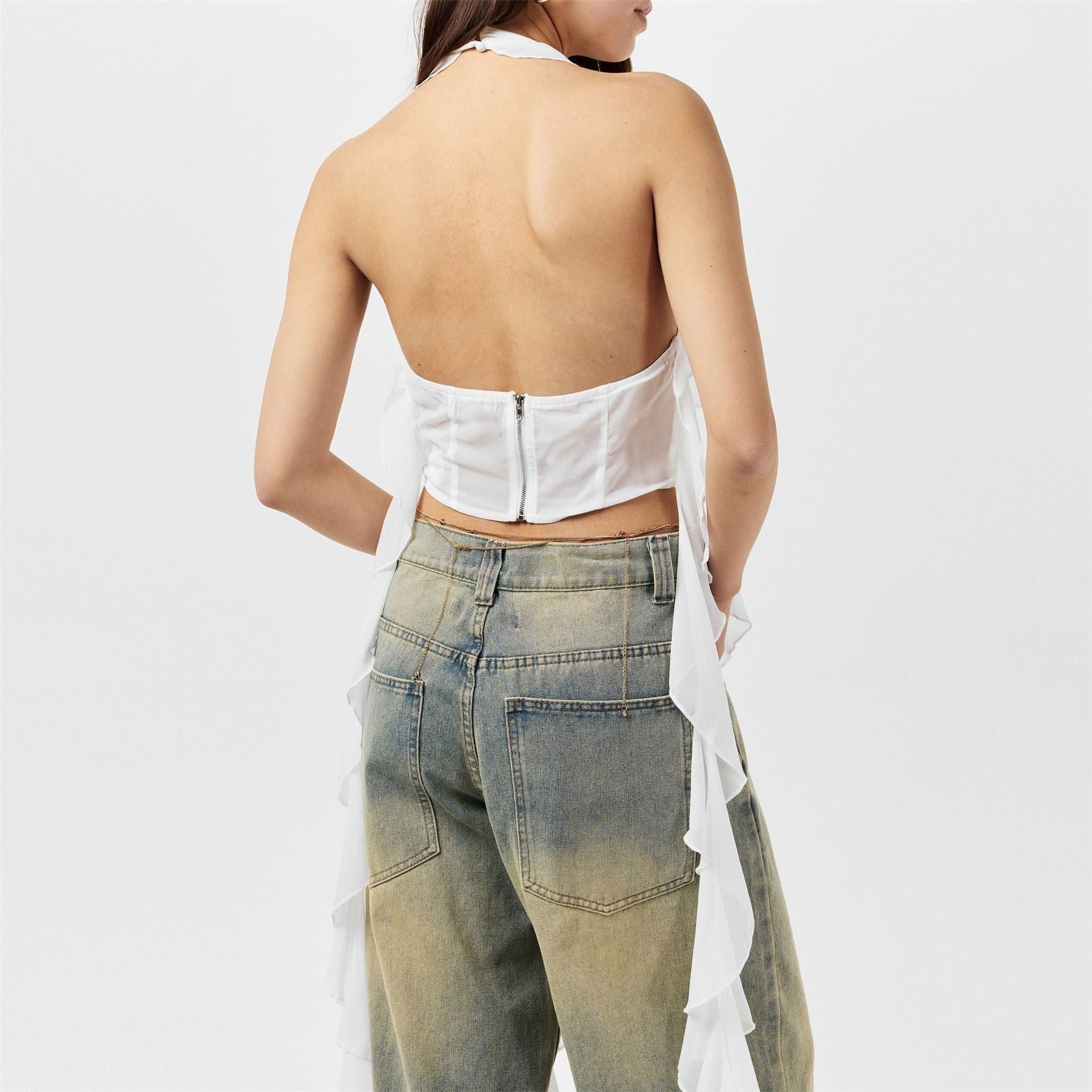 Missy Empire Halter Frill Detail Top