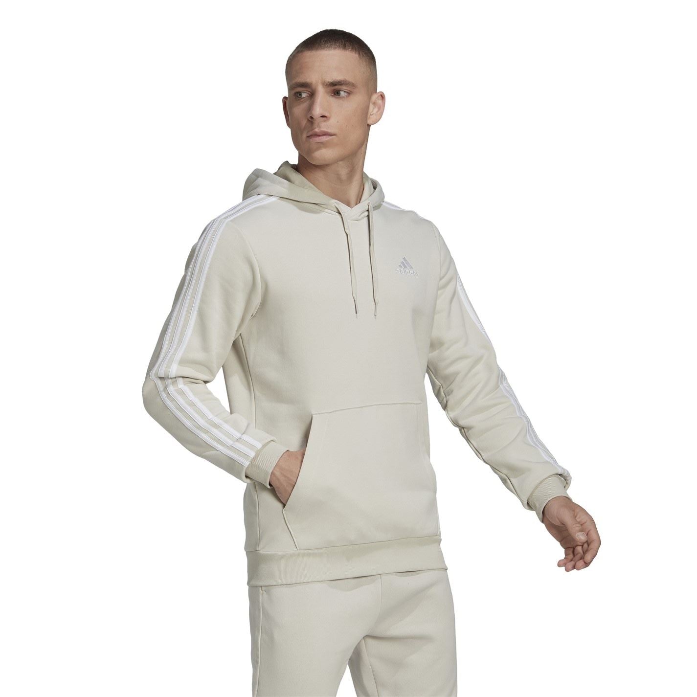 adidas Mens Fleece 3 Stripes Hoodie