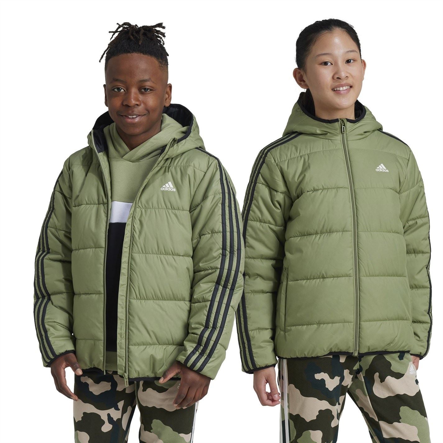 adidas Kids Essentials 3S Hooded Long Sleeve Puffer Jacket