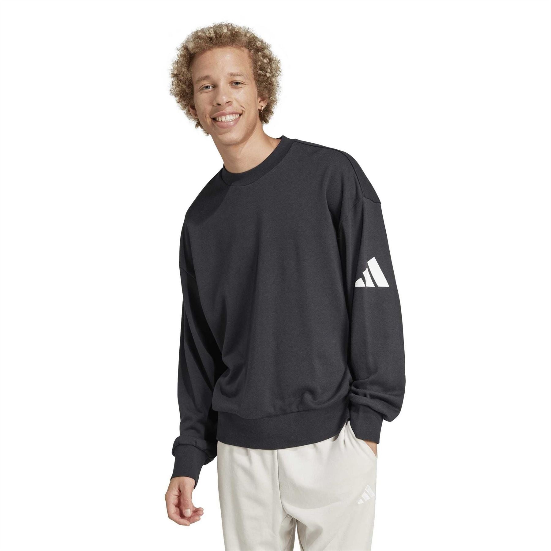 adidas Crew Neck Drop Shoulder Long Sleeve Relaxed Fit Sweatshirt