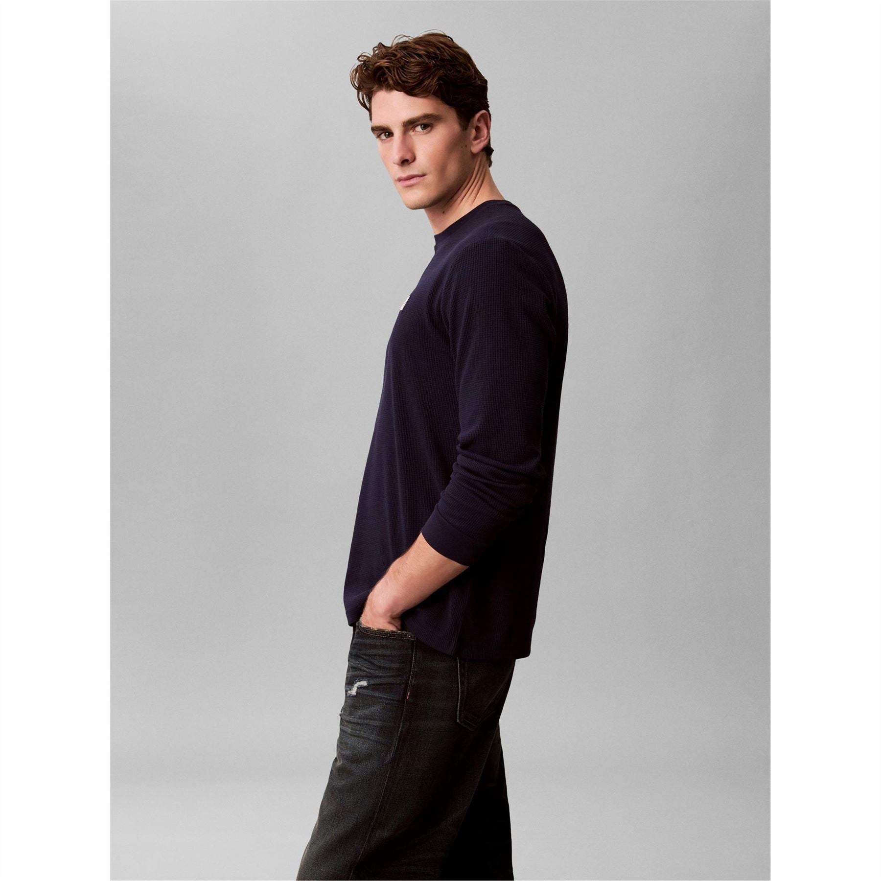 Calvin Klein Jeans Waffle Long Sleeve Crew Neck T-Shirt