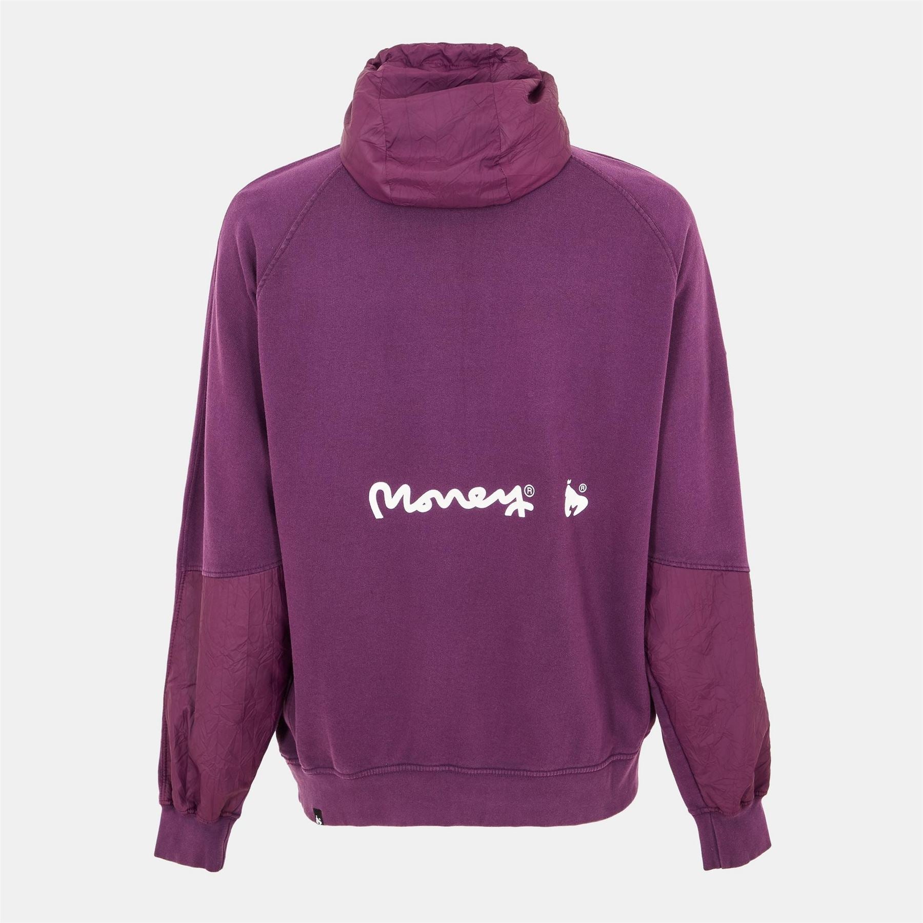 Money Hooded Neck High Collar Raglan Sleeve Sweatshirt
