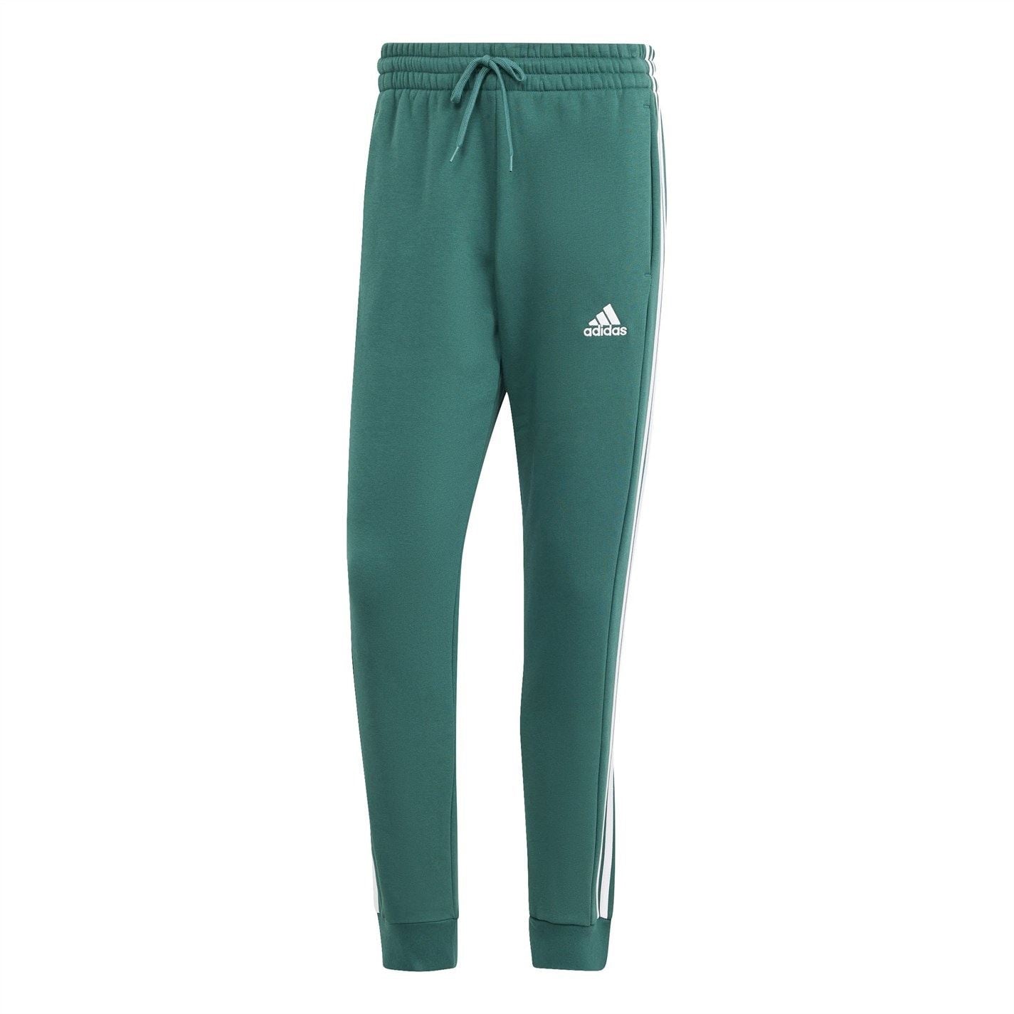 adidas Fleece Tapered Cuff 3 Stripes Joggers M