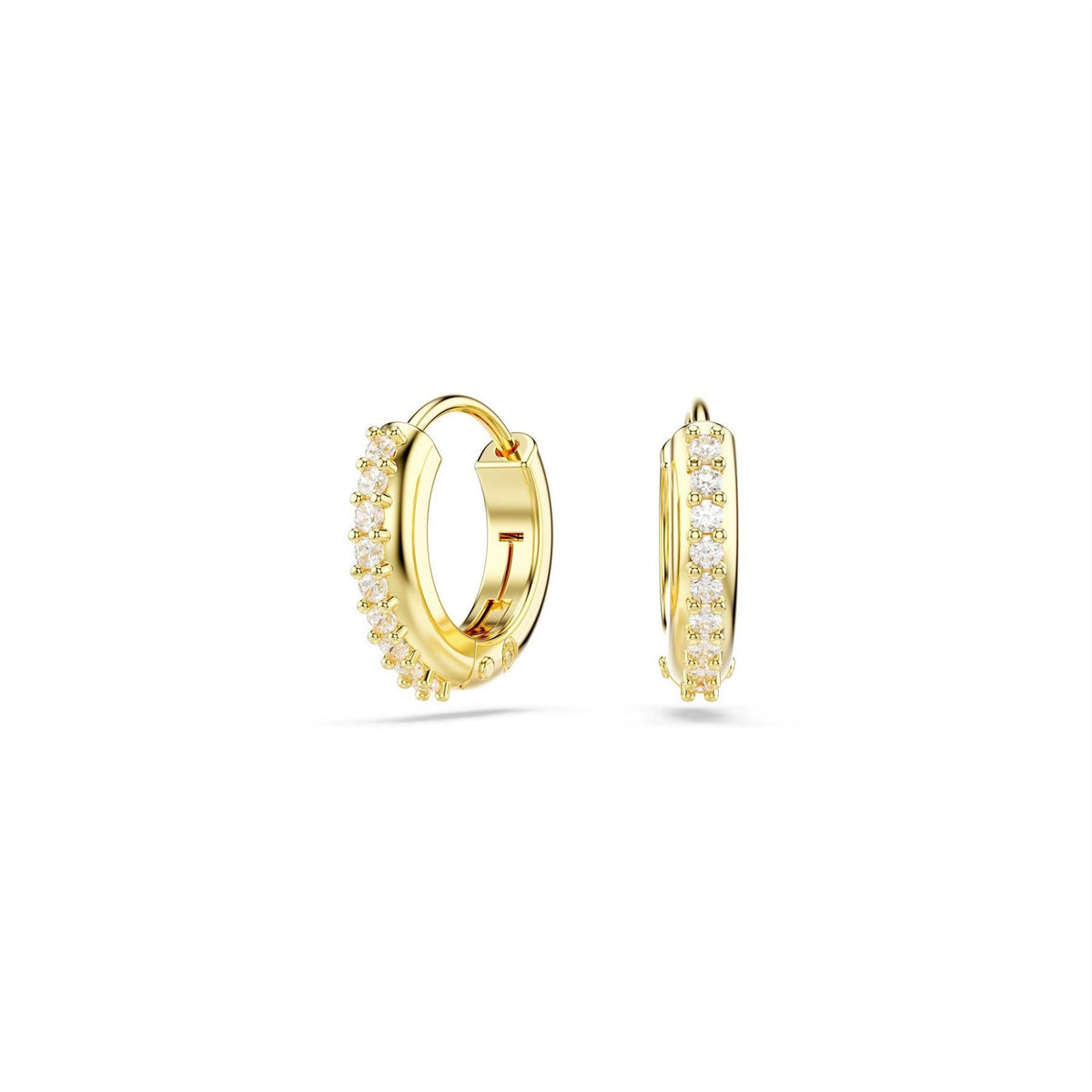 Swarovski Hoop Earrings, Round Cut, White, Rhodium Plated