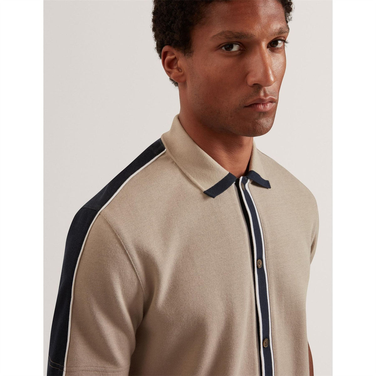 Ted Baker Button Through Fine Knit Short Sleeve Polo