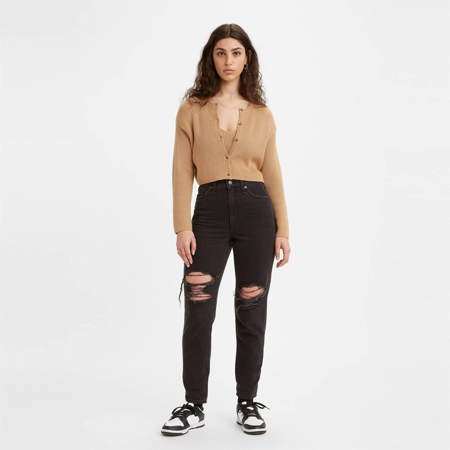 Levis High Waist Ripped Mom Straight Leg Jeans