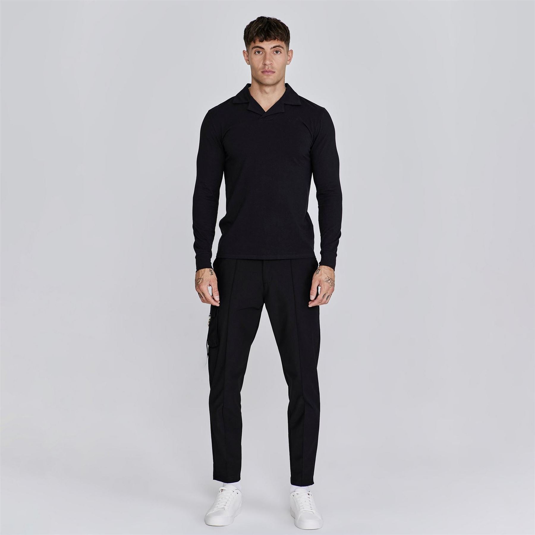 SikSilk Long Sleeve Slim Fit Polo Shirt