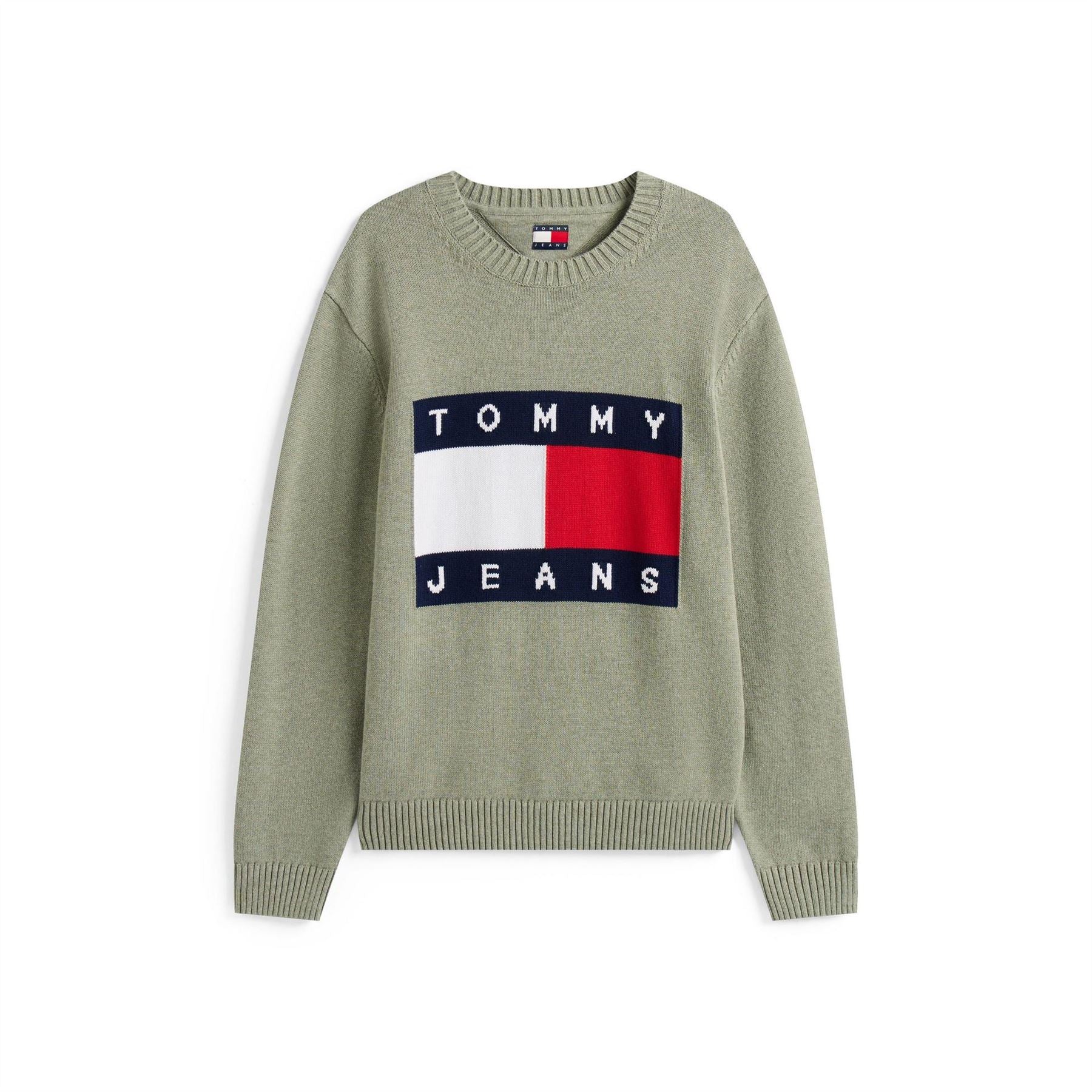 Tommy Jeans Flag Graphic Rib Crew Neck Long Sleeve Sweater
