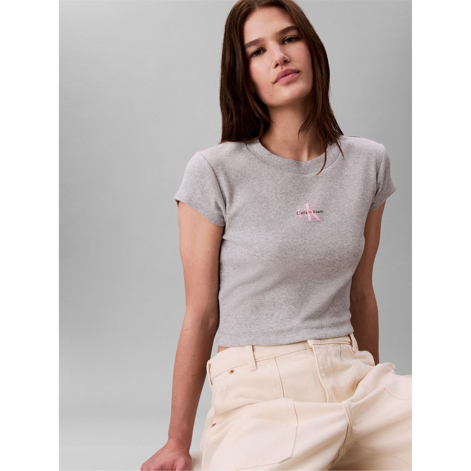 Calvin Klein Jeans Baby Crew Neck Ribbed Collar Short Sleeve T-Shirt