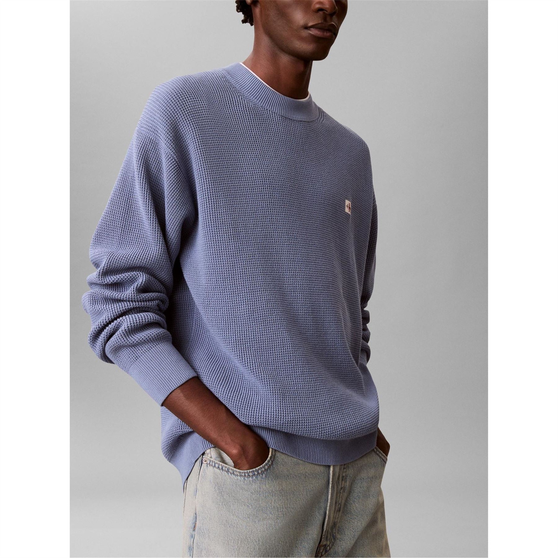Calvin Klein Jeans Crew Neck Ribbed Collar Long Sleeve Sweater