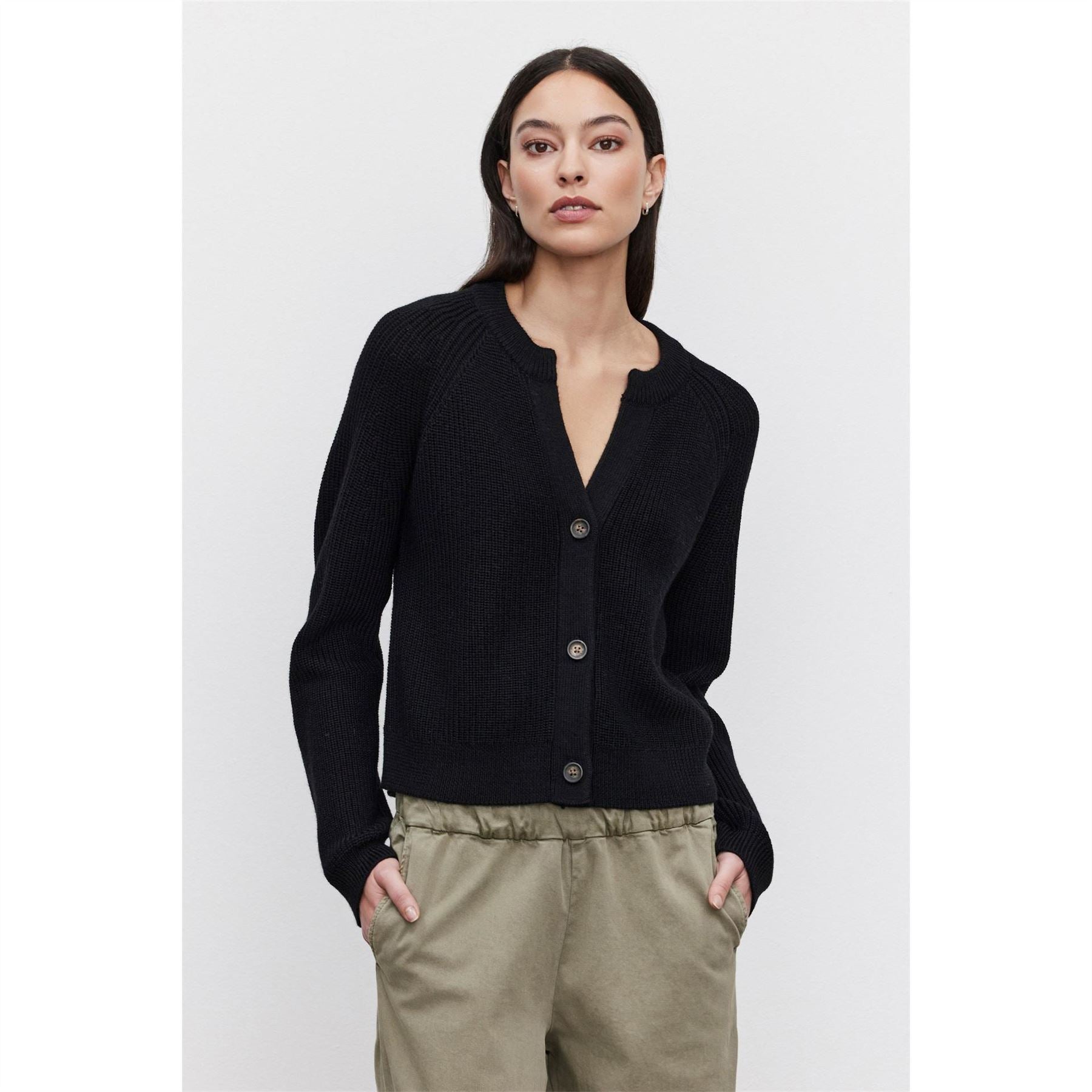 Velvet by Graham and Spencer Relaxed Fit V-Neck Raglan Sleeve Sweater