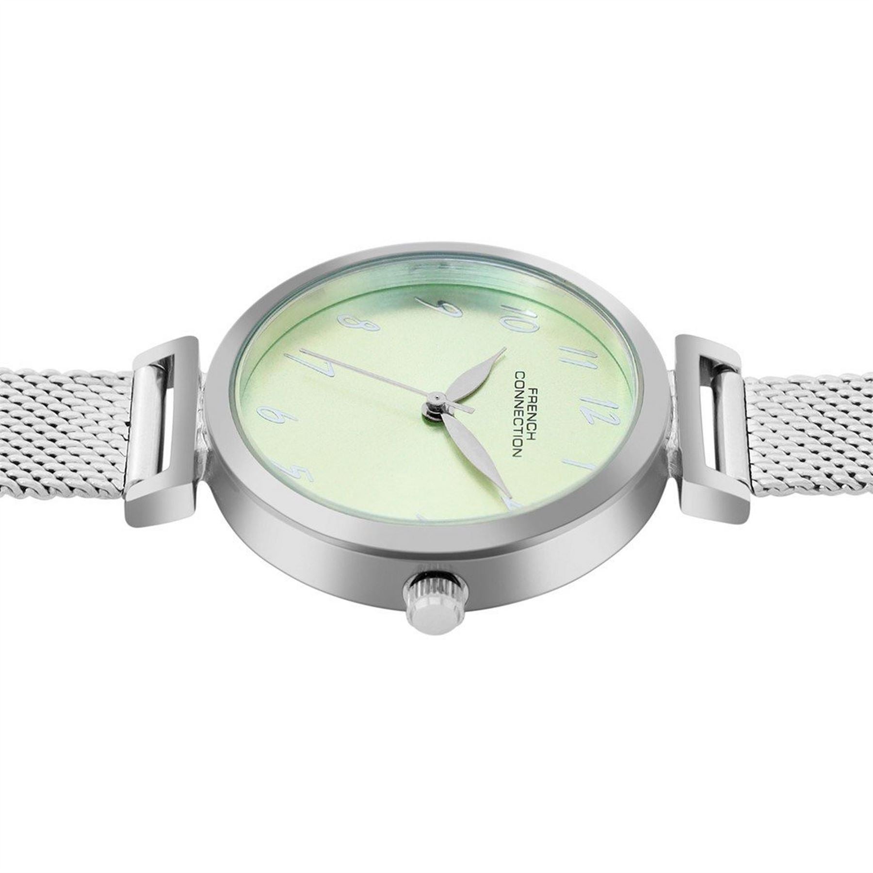 French Connection Connection Silver Case Round Shape Silver Strap Quartz Watch