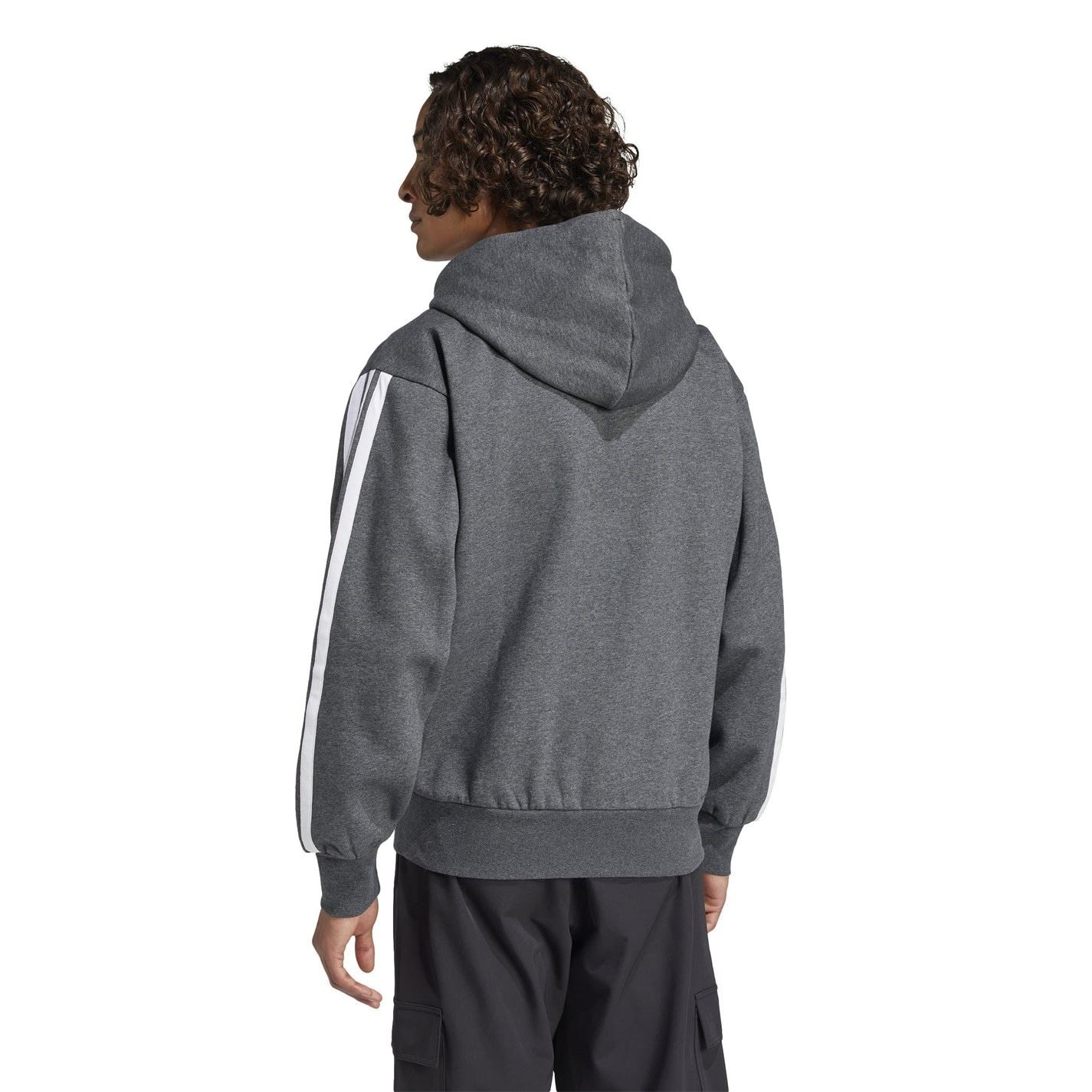 adidas Mens Essentials Fleece 3 Stripes Full Zip Hoodie