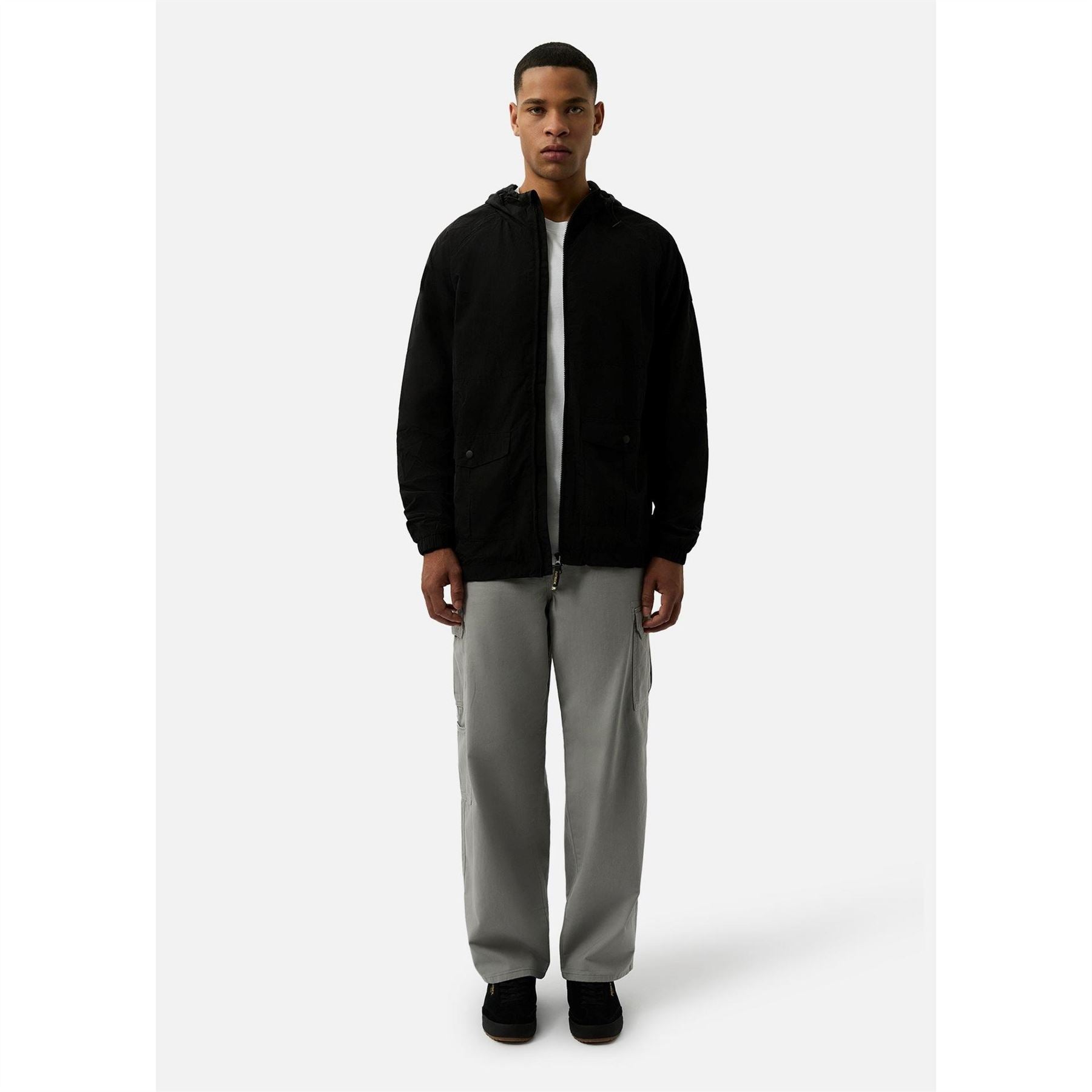 Patrick Chapman Hooded Solid Patterned Field Jacket