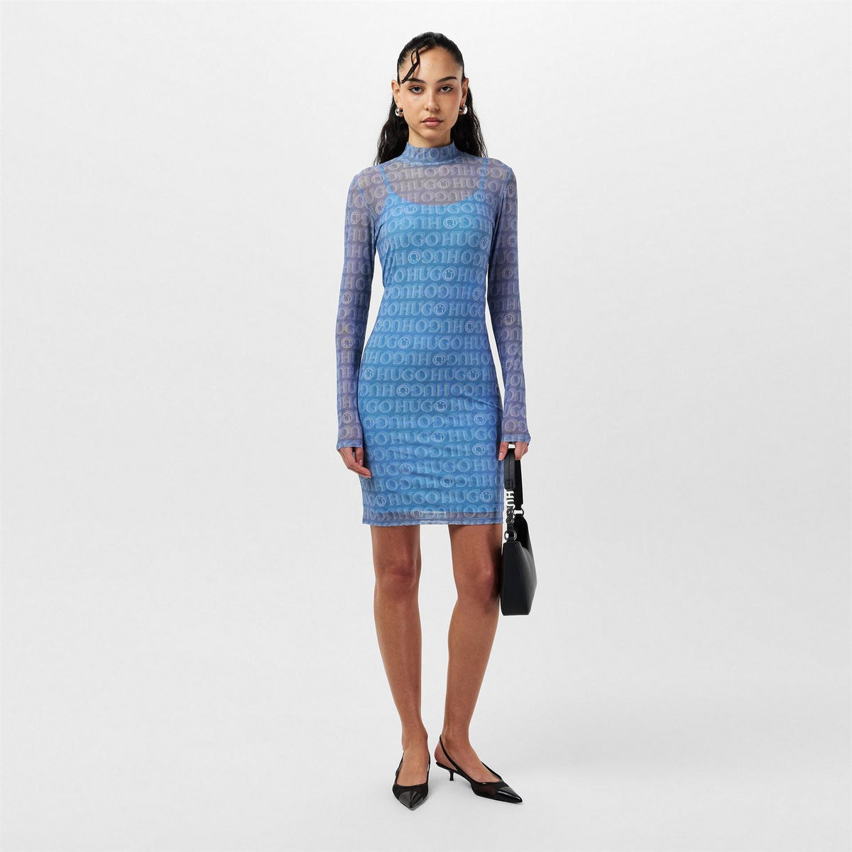 Hugo Noella High Neck Mini Bodycon Dress