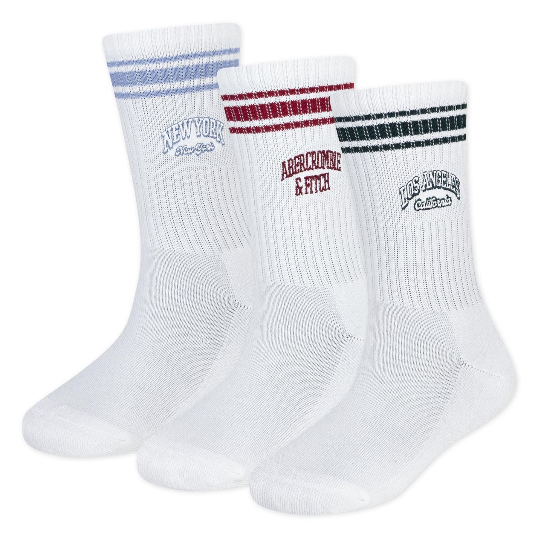 Abercrombie and Fitch 3 Pack Long Crew Socks