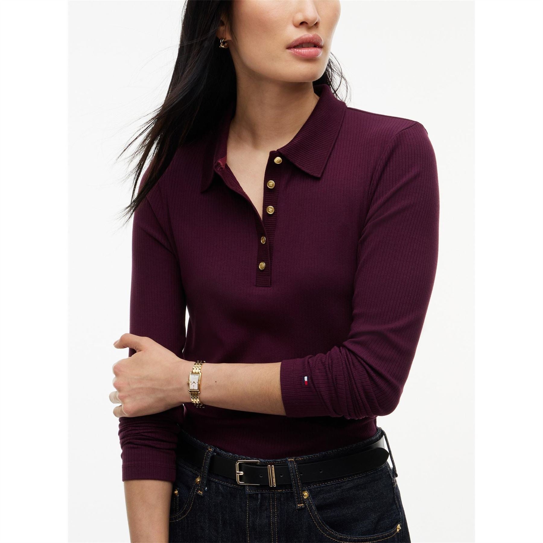 Tommy Hilfiger Rib Long Sleeve Polo Shirt