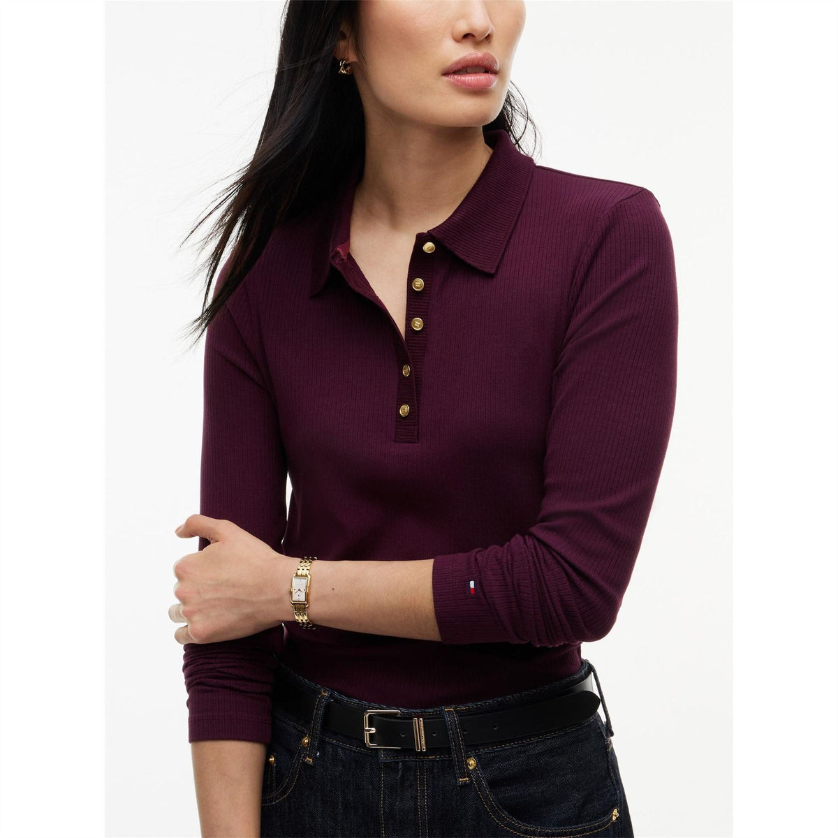 Tommy Hilfiger Rib Long Sleeve Polo Shirt