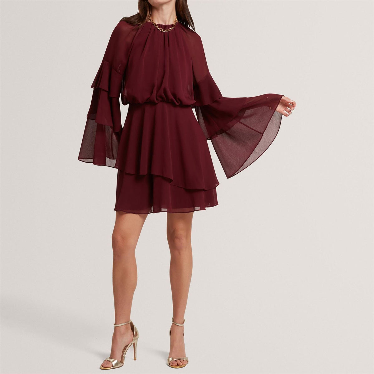 Ted Baker Baker Frill Trim Long Sleeve Mini Dress