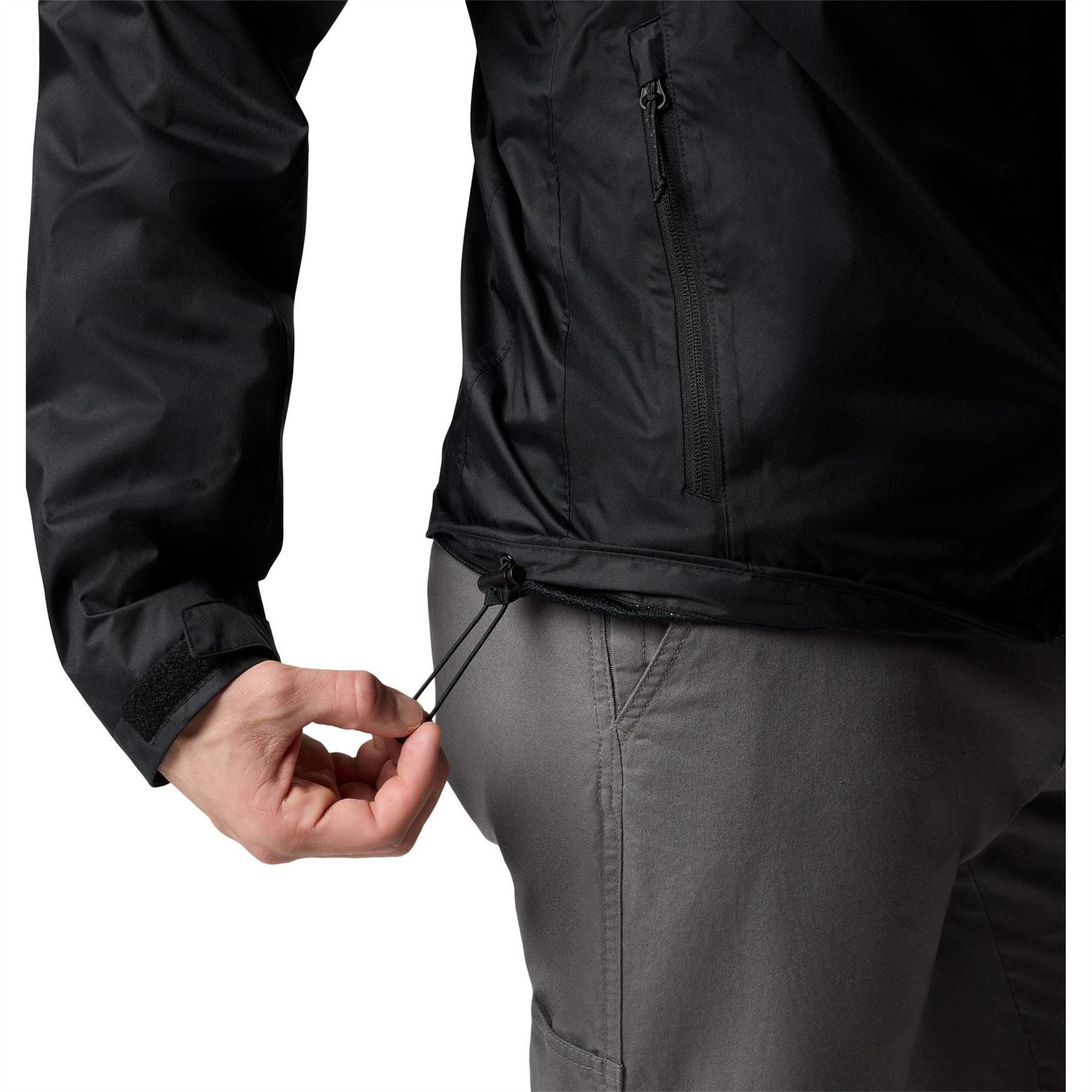 Columbia Inner Color Block Hooded Drawstring Zipped Pocket Rain Jacket