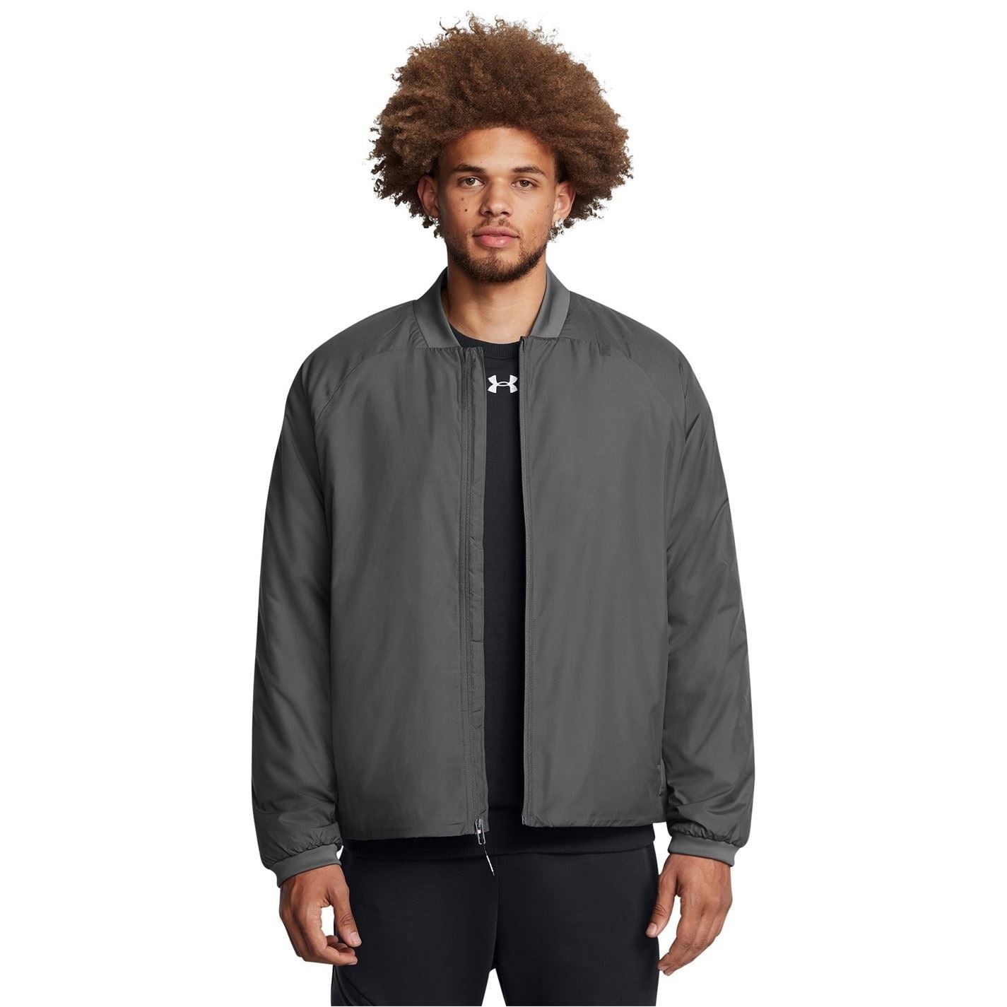 Under Armour Solid Patterned Ribbed Cuff Bomber Collar Bomber Jacket