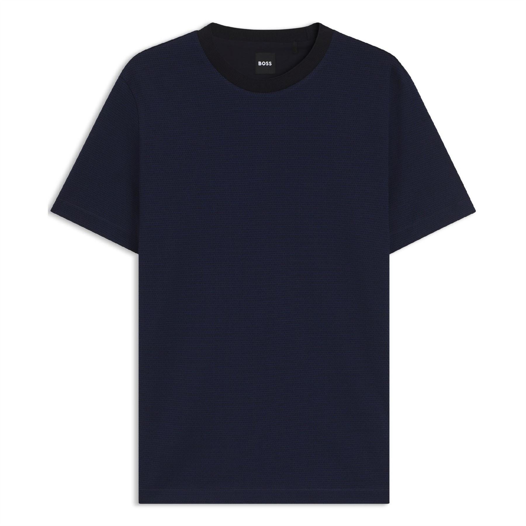 Boss Crew Neck Ribbed Collar Short Sleeve T-Shirt