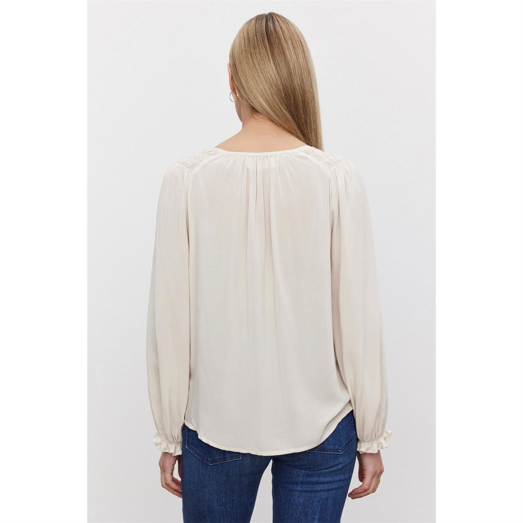 Velvet by Graham and Spencer Regular Fit V-Neck Bishop Sleeve Blouse