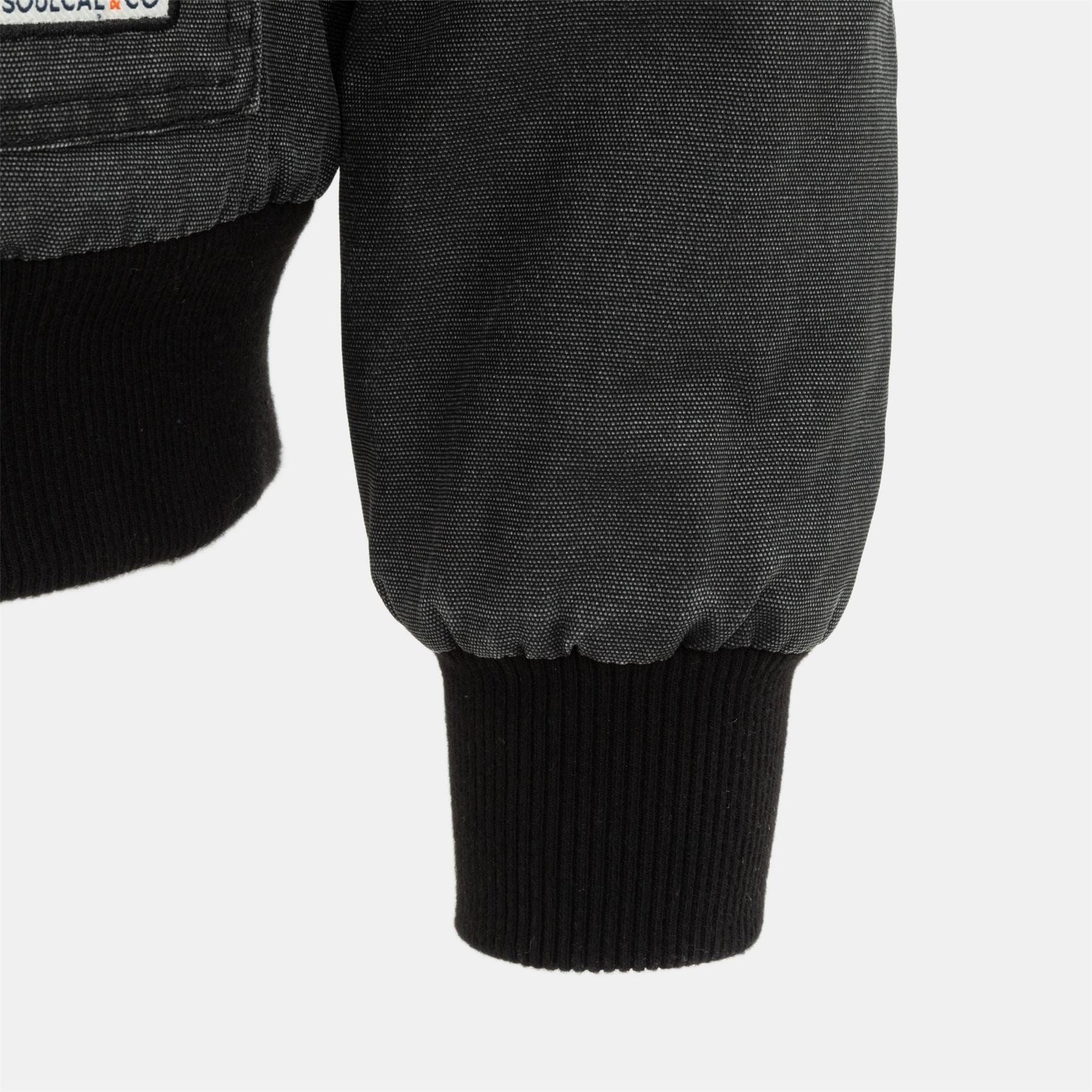 SoulCal Solid Patterned Hooded Ribbed Cuff Bomber Jacket