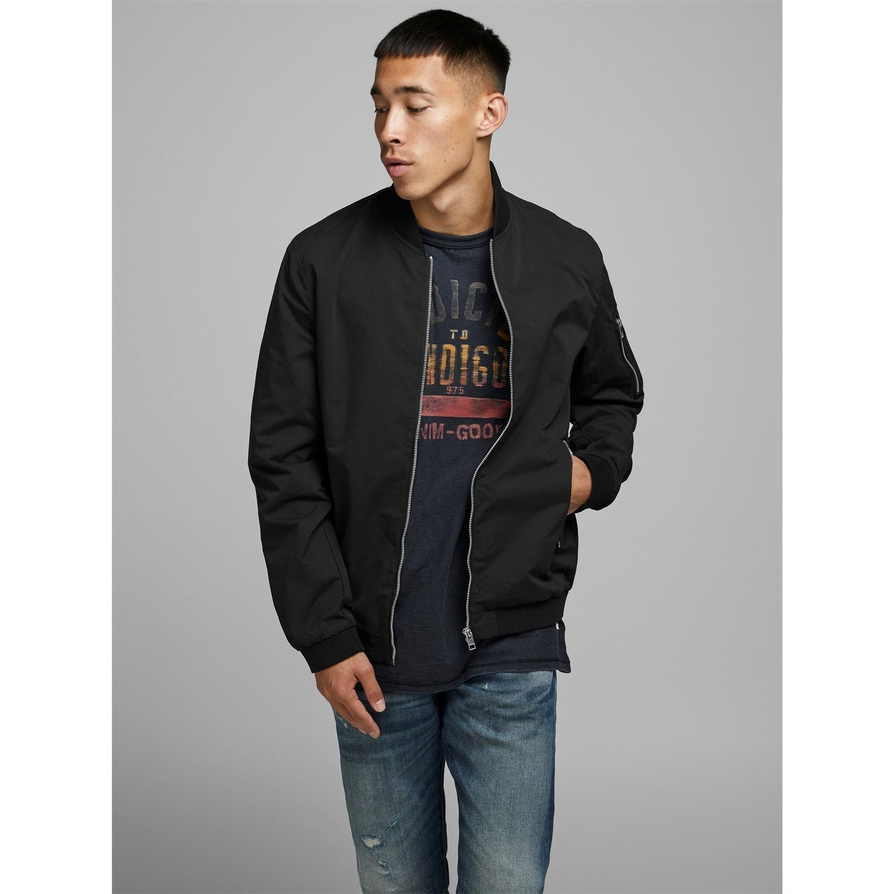 Jack and Jones  Rush Water Resistant Long Sleeve Bomber Jacket