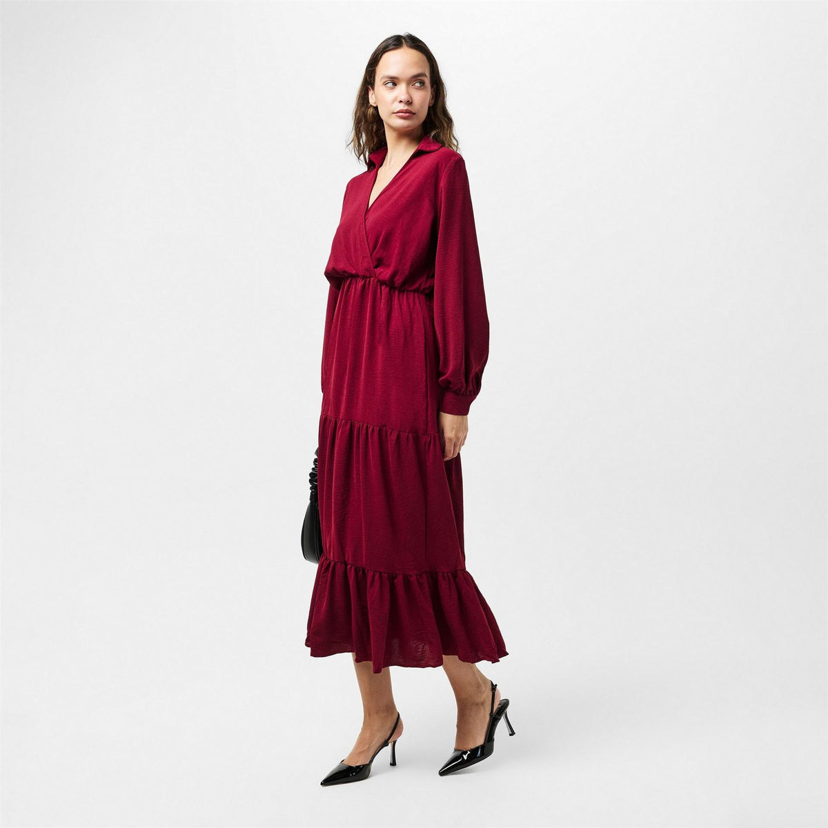 AX Paris Long Sleeve Wrap Top Smock Midi Dress