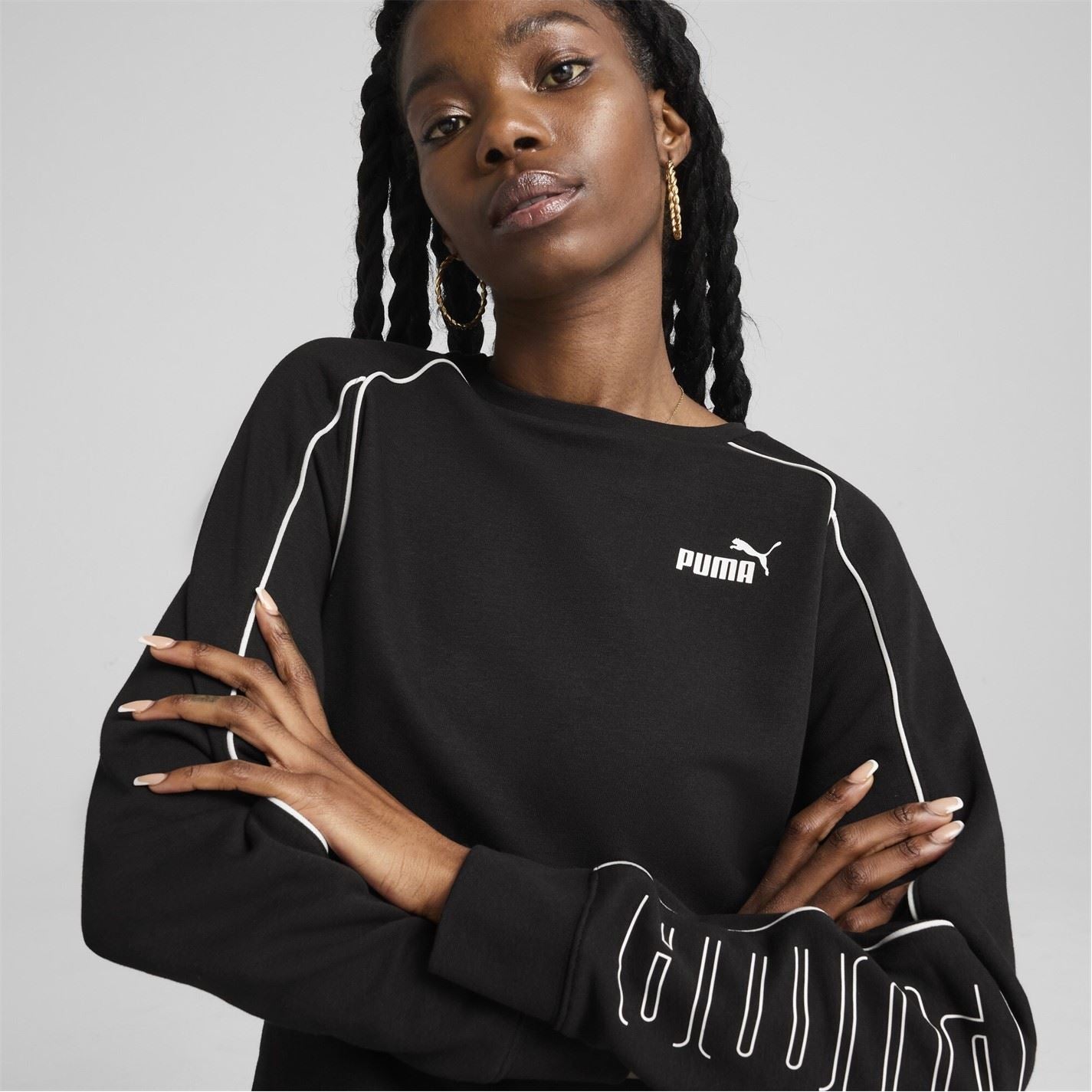 Puma Crew Neck Relaxed Fit Long Sleeve Sweatshirt