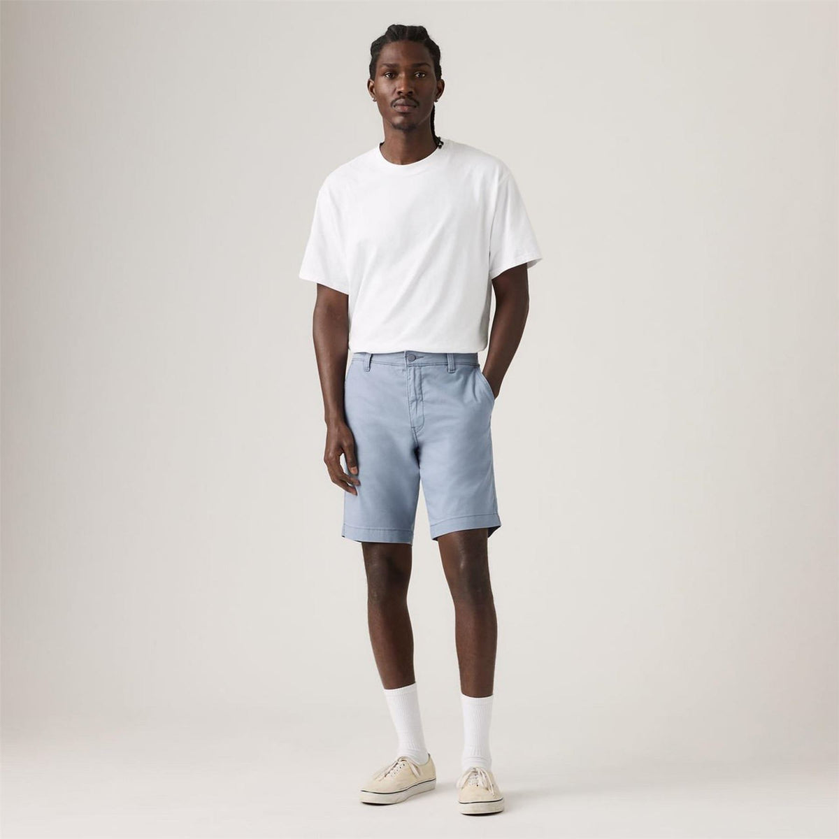 Levis 
Solid Patterned Kano Blue Chino Shorts