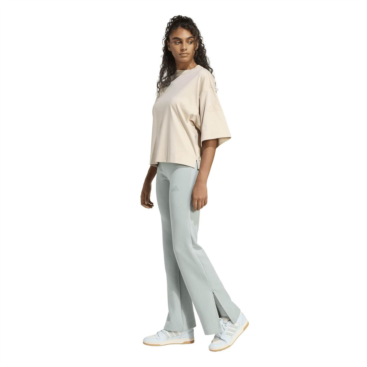 adidas Solid Mid Rise Slim Flared Joggers