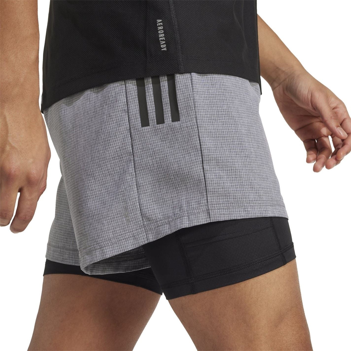 adidas Mens Own The Run 3 Stripes 2 In 1 Shorts