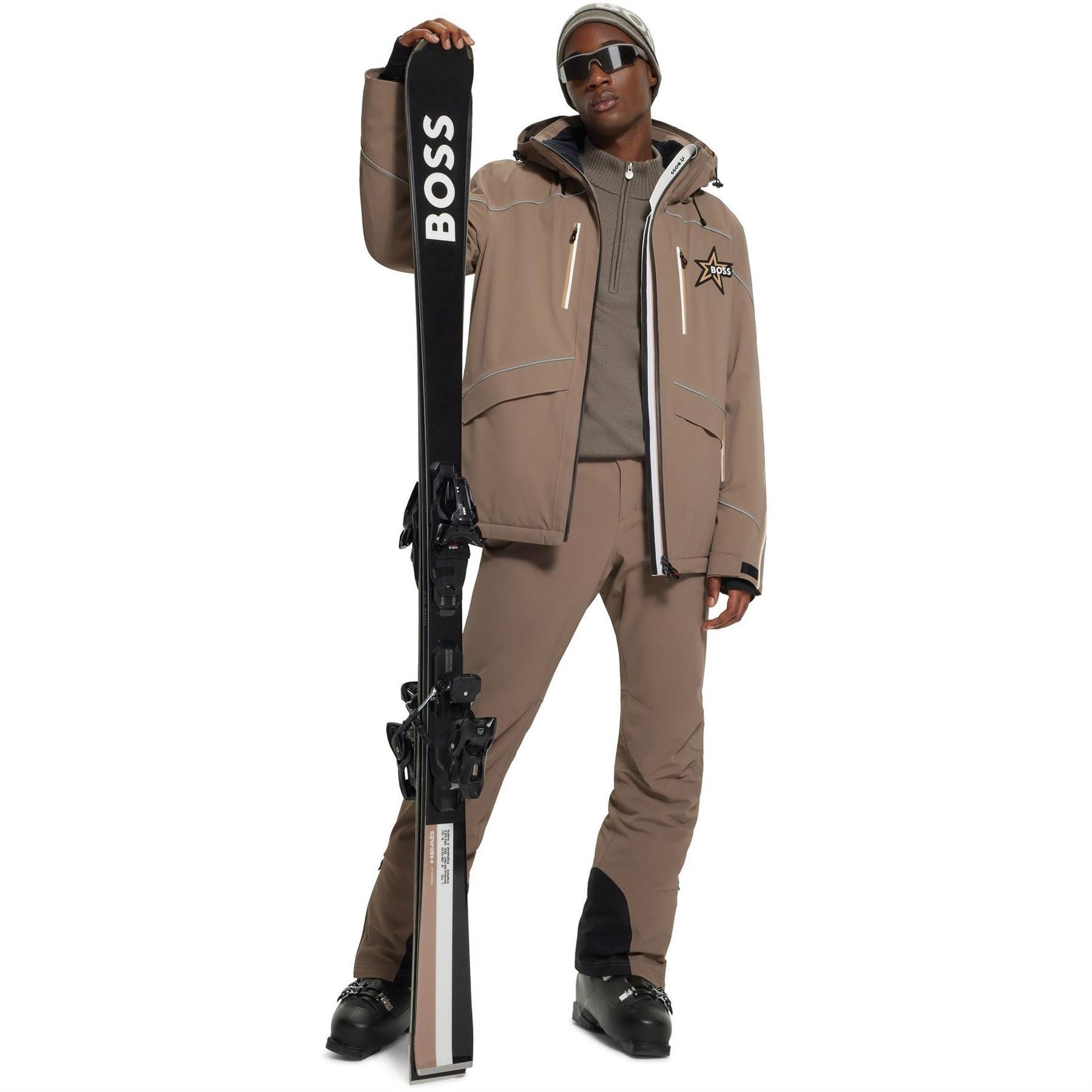 Boss Solid Patterned Hooded Ski Jacket