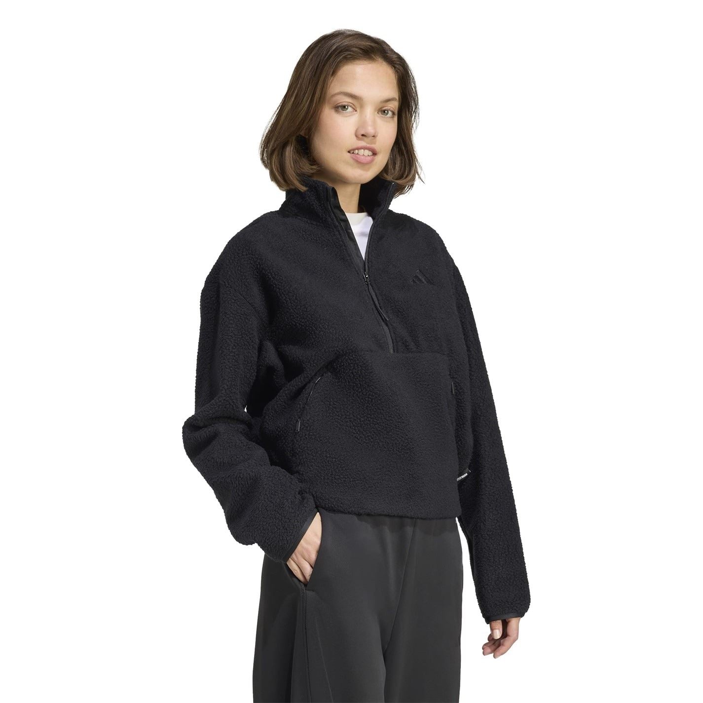 adidas Half-Zip Funnel Neck Long Sleeve Sweatshirt